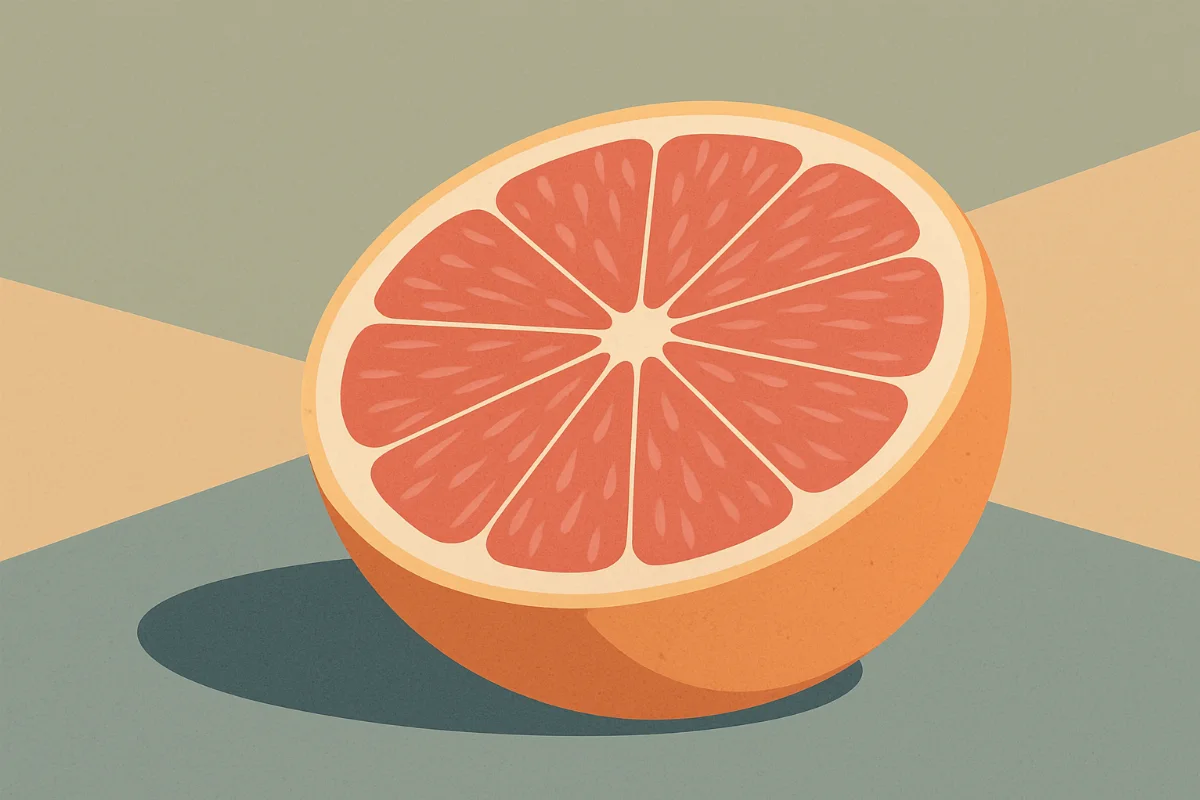 Halbierte rosa Grapefruit mit saftigem Fruchtfleisch