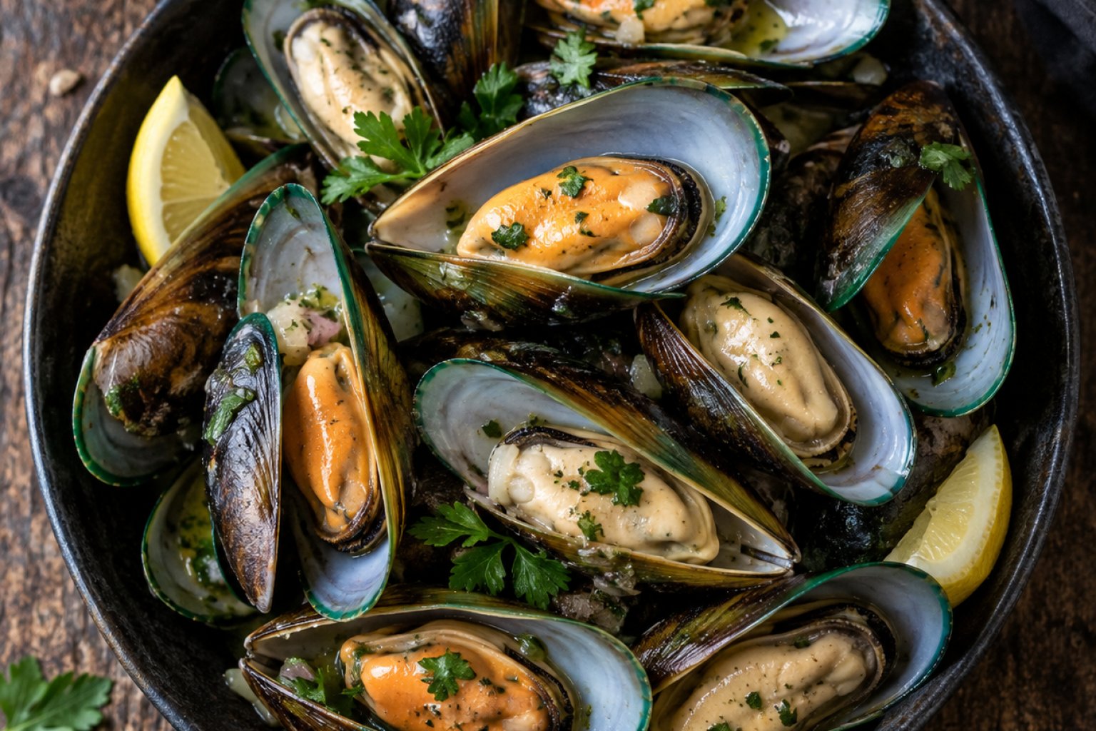 Muscheln (grüne, gekocht) Kalorien und Nährwerte