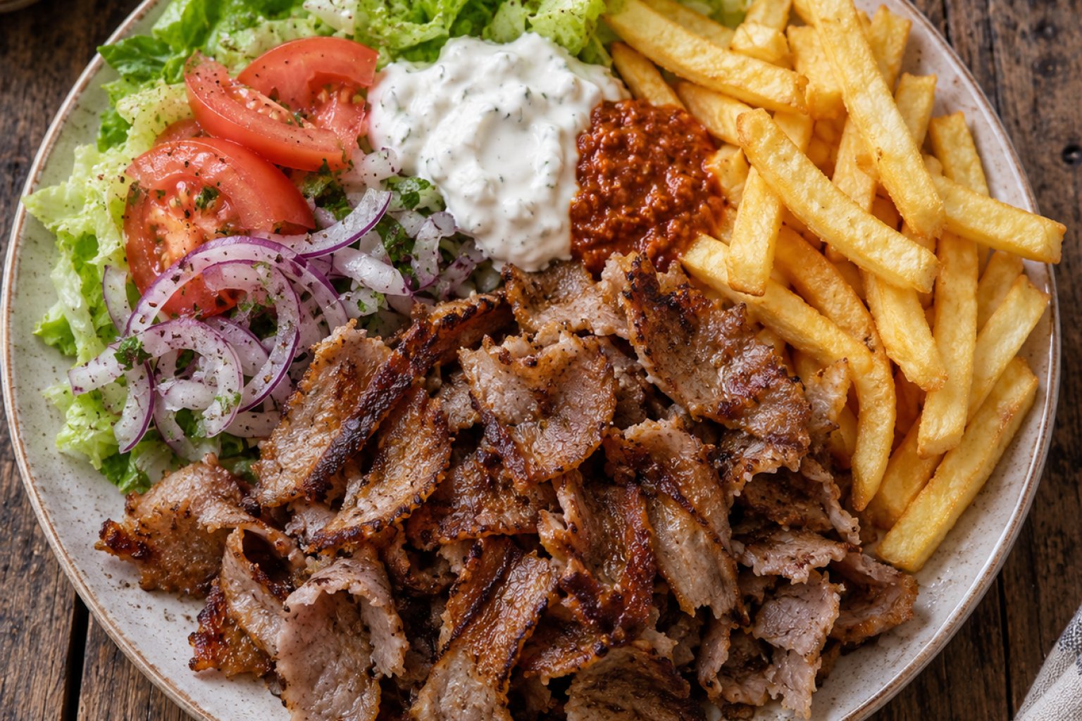Döner-Teller mit Pommes Kalorien und Nährwerte