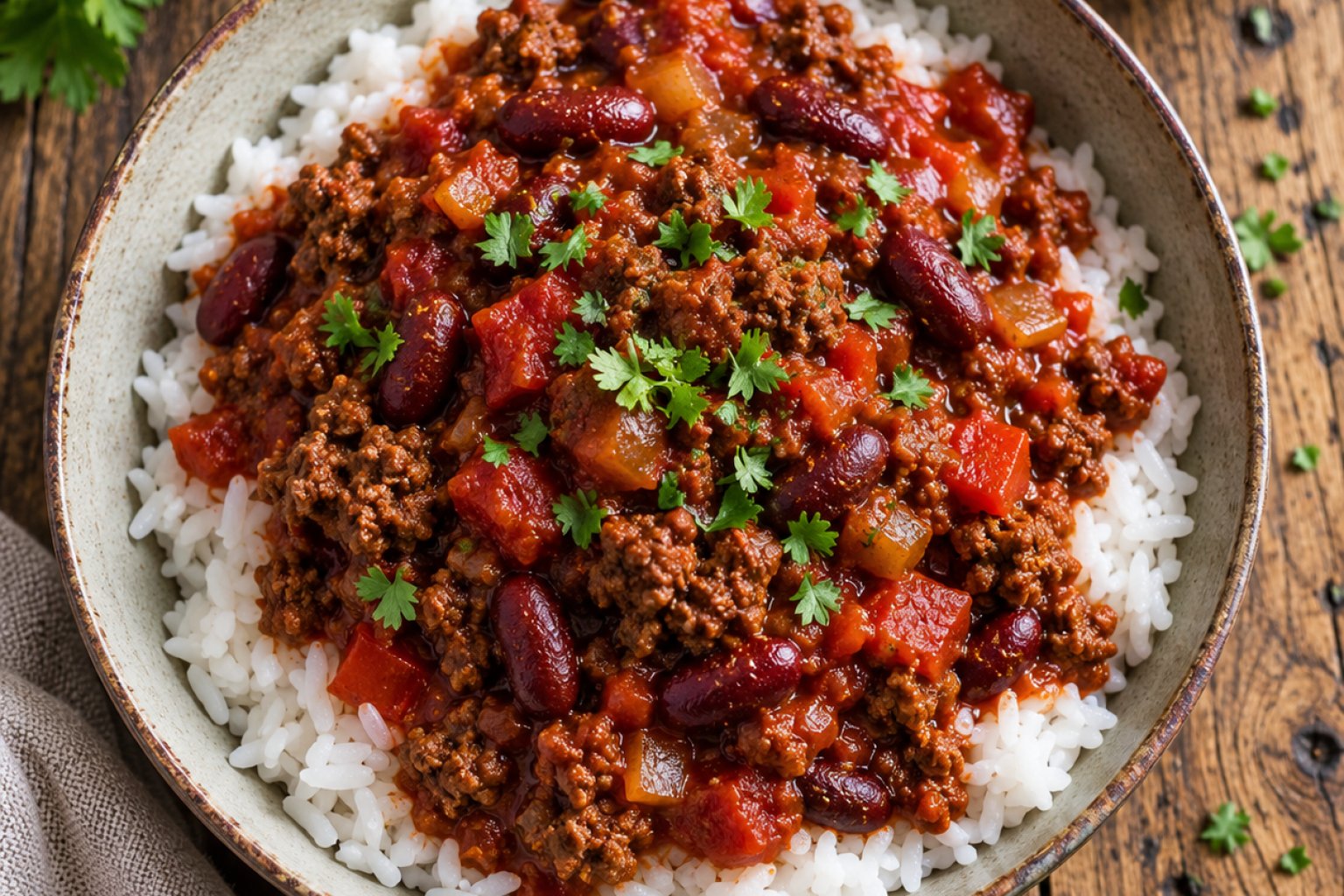 Chili con Carne mit Reis Kalorien und Nährwerte