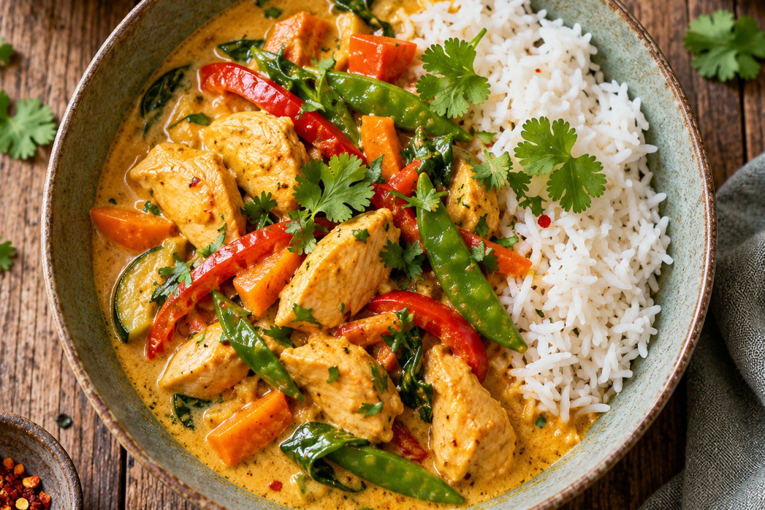 Hähnchen-Curry mit Reis Kalorien und Nährwerte