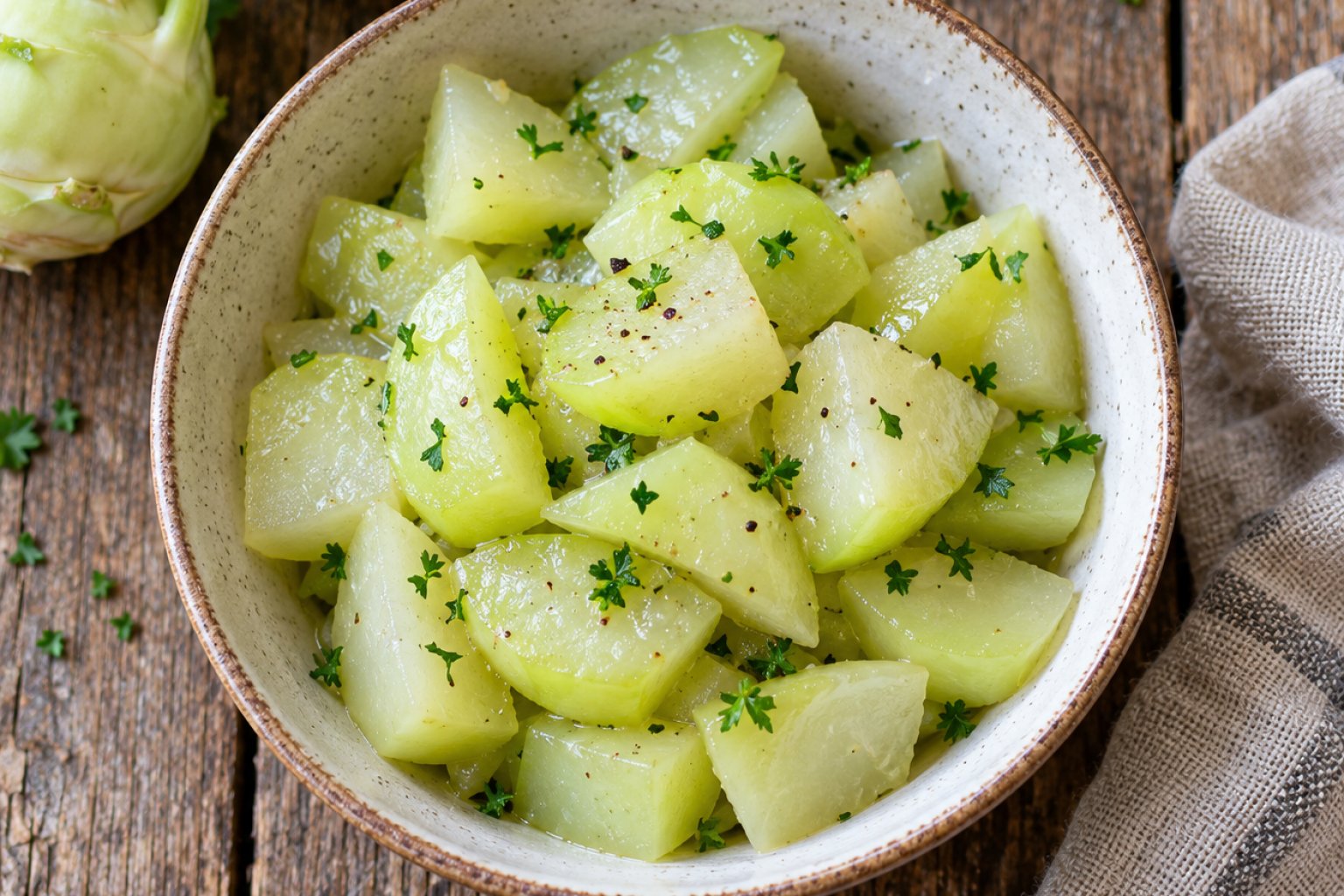 Kohlrabi-Gemüse (gedünstet) Kalorien und Nährwerte