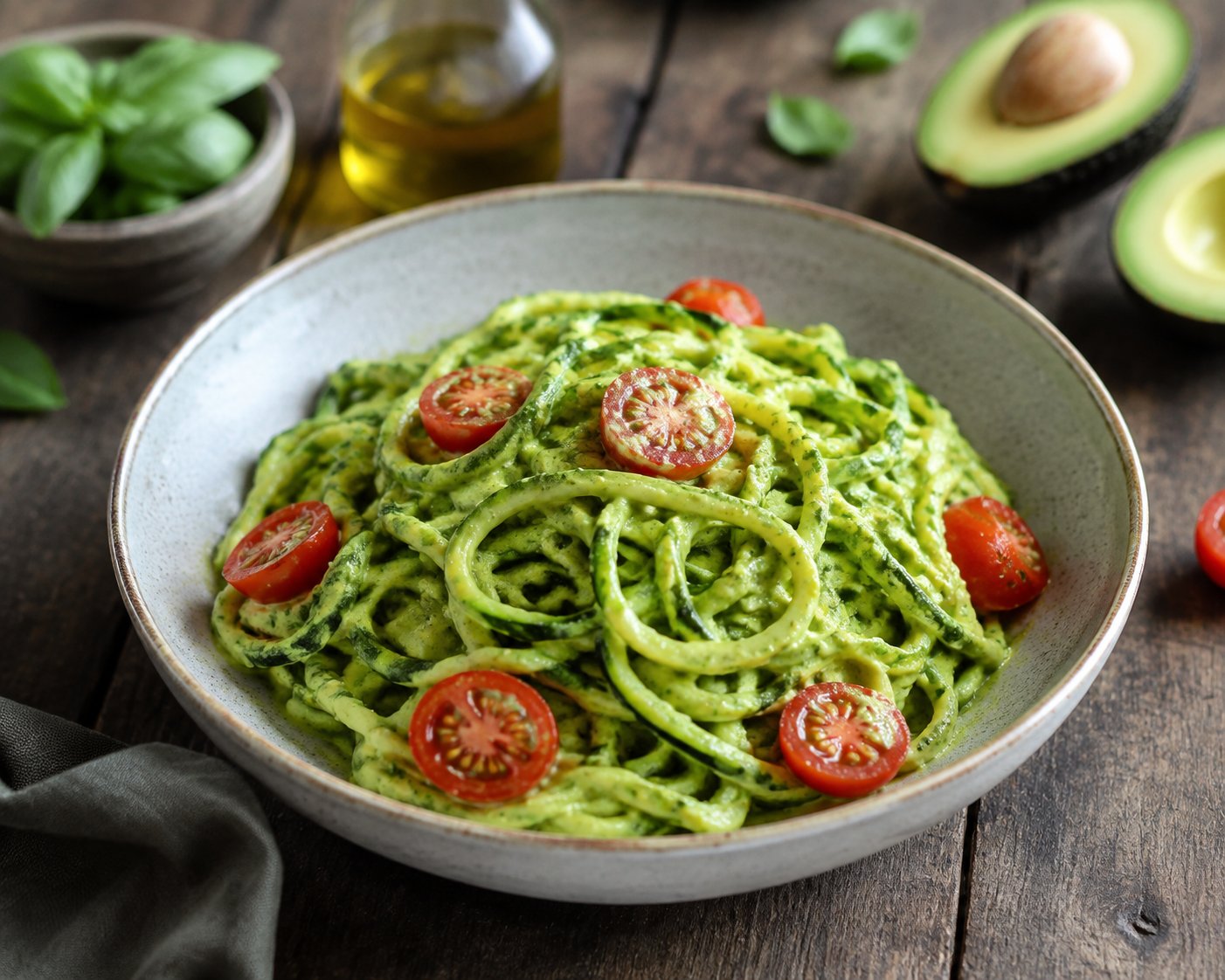 Zucchininudeln mit Avocado-Pesto – Rezept mit Kalorien und Nährwerten