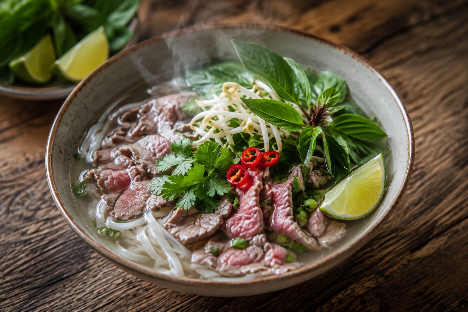 Rindfleisch-Pho mit Reisnudeln – Rezept mit Kalorien und Nährwerten