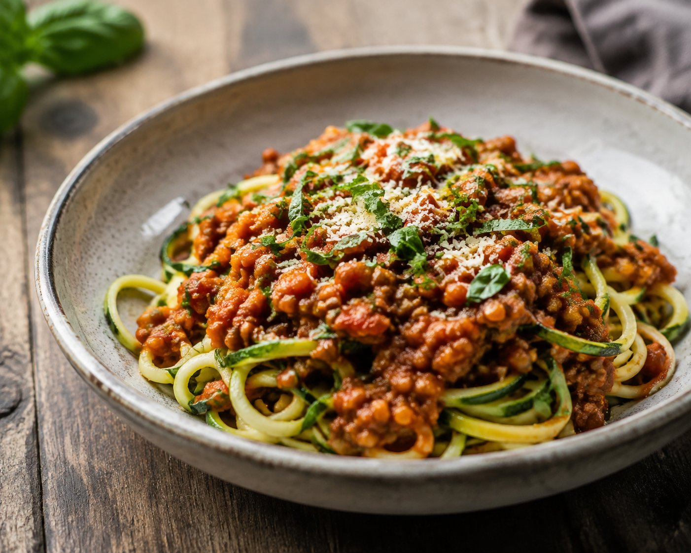 Zoodles Bolognese mit Linsen – Rezept mit Kalorien und Nährwerten