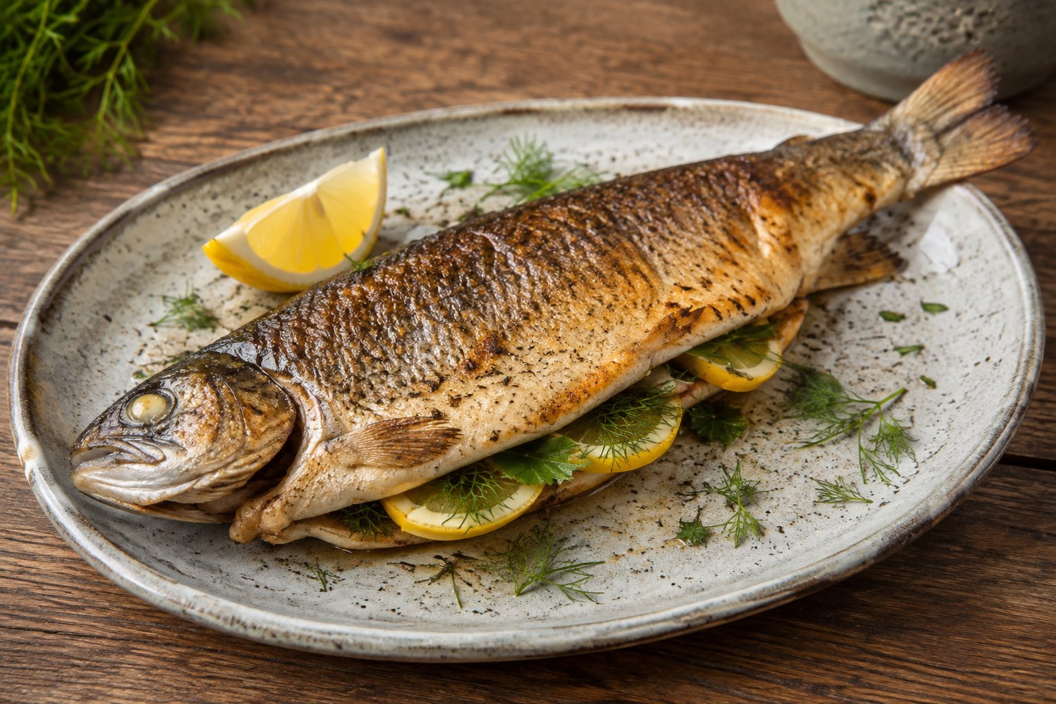 Gebackene Forelle mit Zitrone und Kräutern – Rezept mit Kalorien und Nährwerten