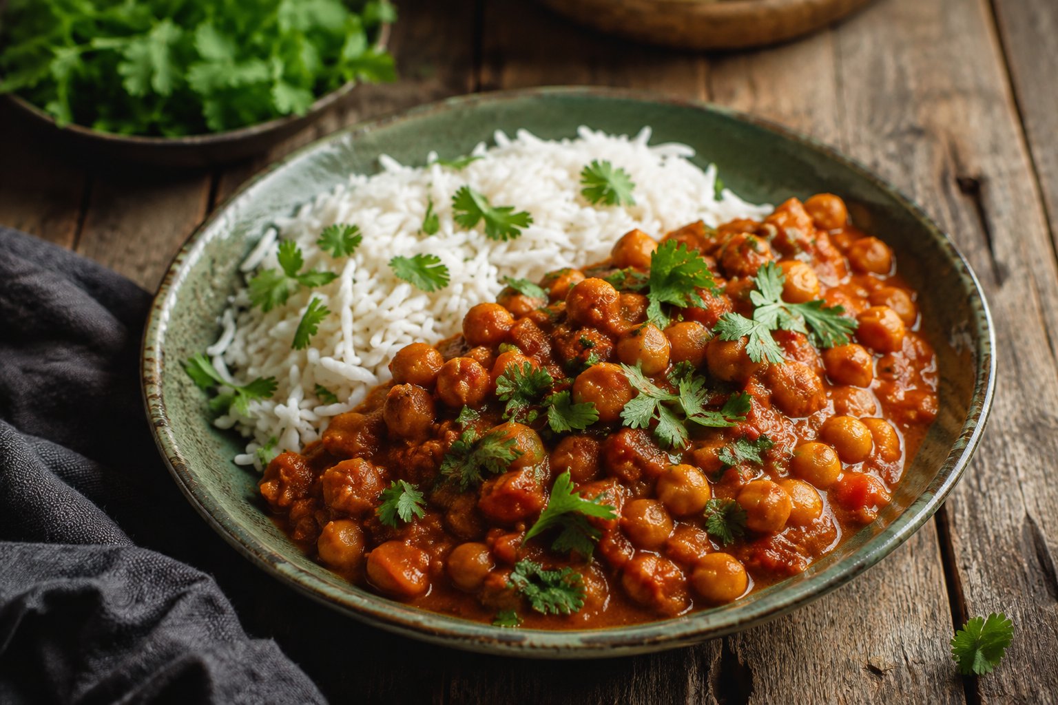 Indisches Chana Masala mit Basmatireis – Rezept mit Kalorien und Nährwerten