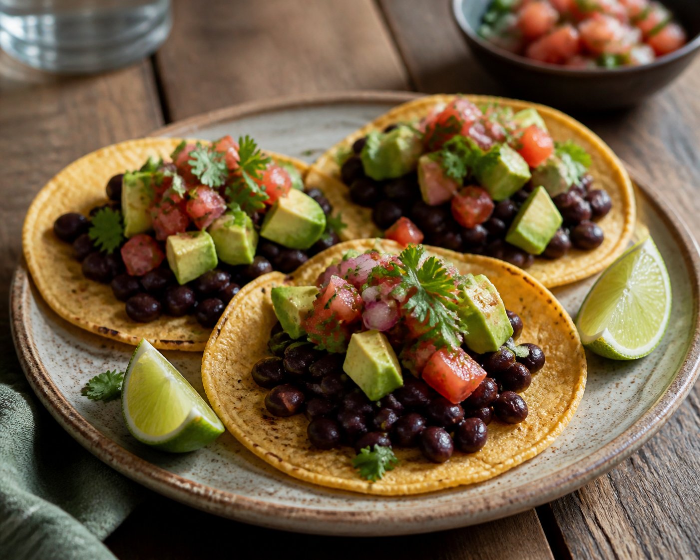 Mexikanische Black-Bean-Tacos mit Avocado – Rezept mit Kalorien und Nährwerten
