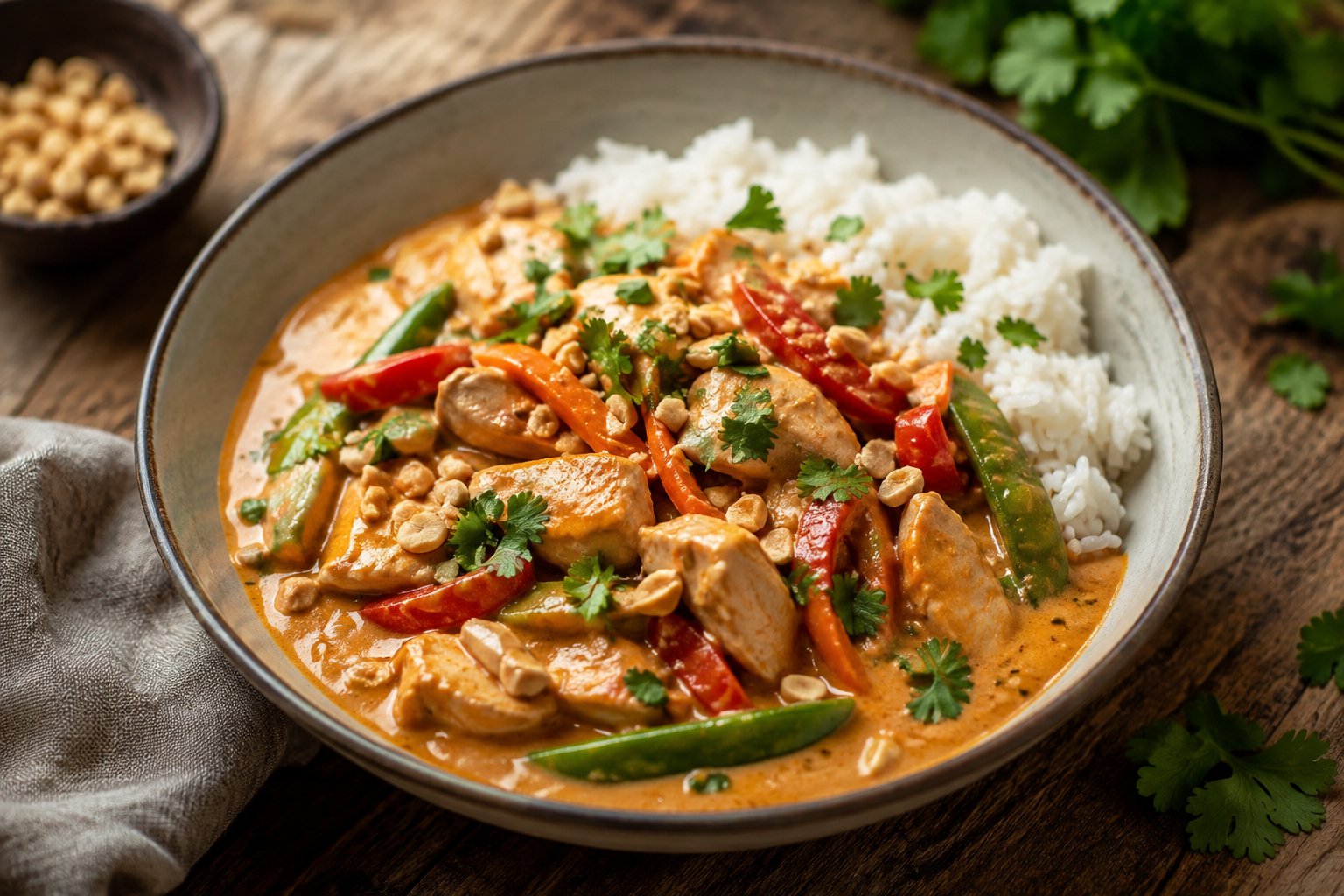 Thailändisches Erdnuss-Hähnchen-Curry – Rezept mit Kalorien und Nährwerten