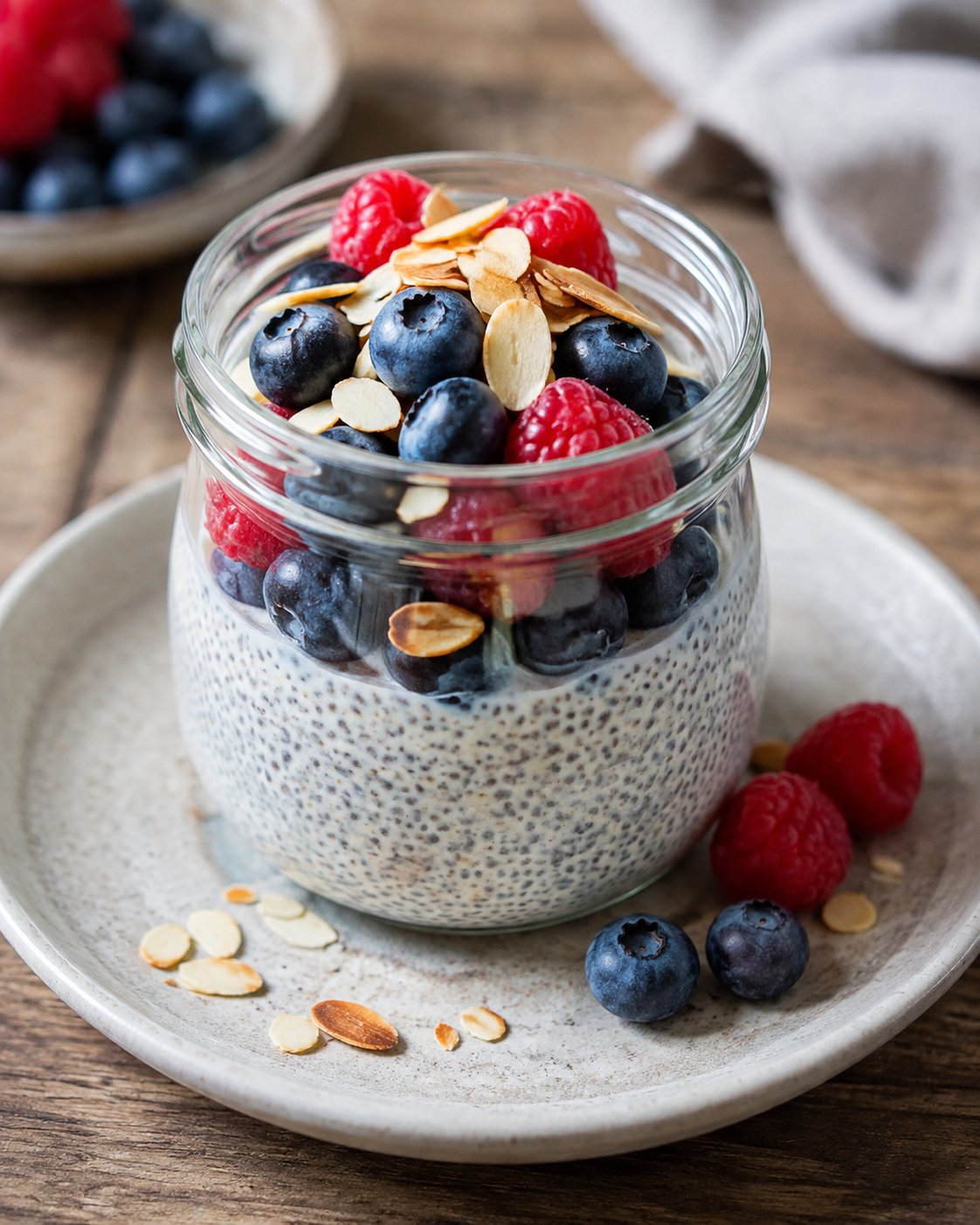 Beeren-Chia-Pudding mit Mandelmilch – Rezept mit Kalorien und Nährwerten
