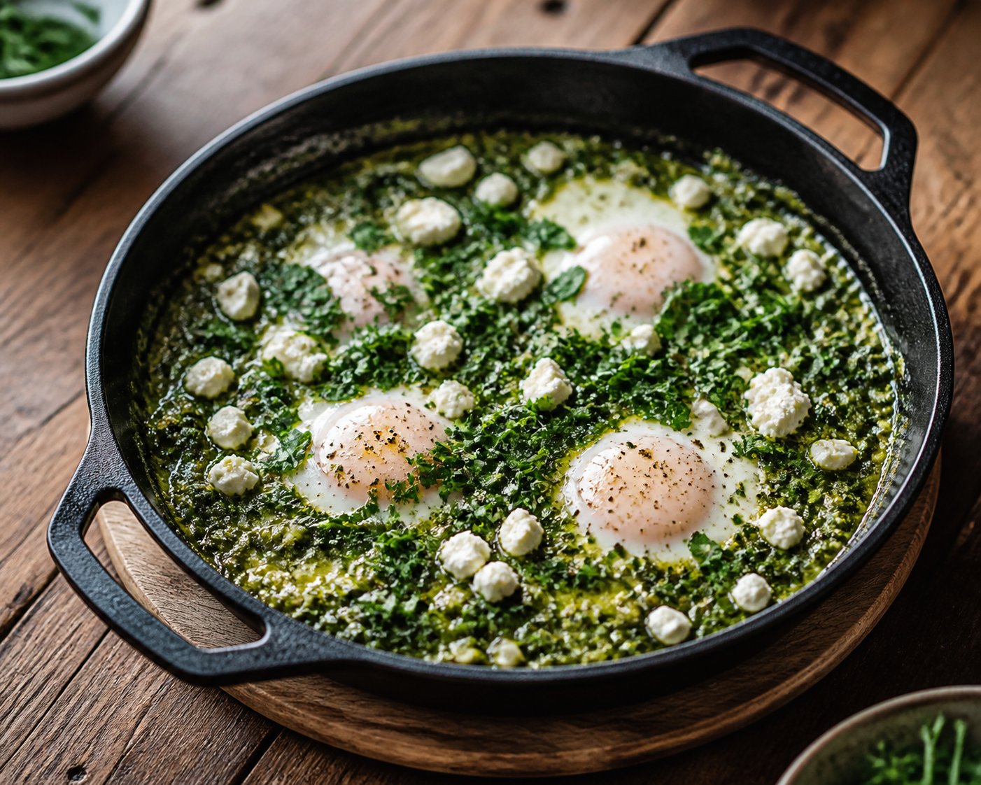 Shakshuka Grün mit Spinat und Feta – Rezept mit Kalorien und Nährwerten