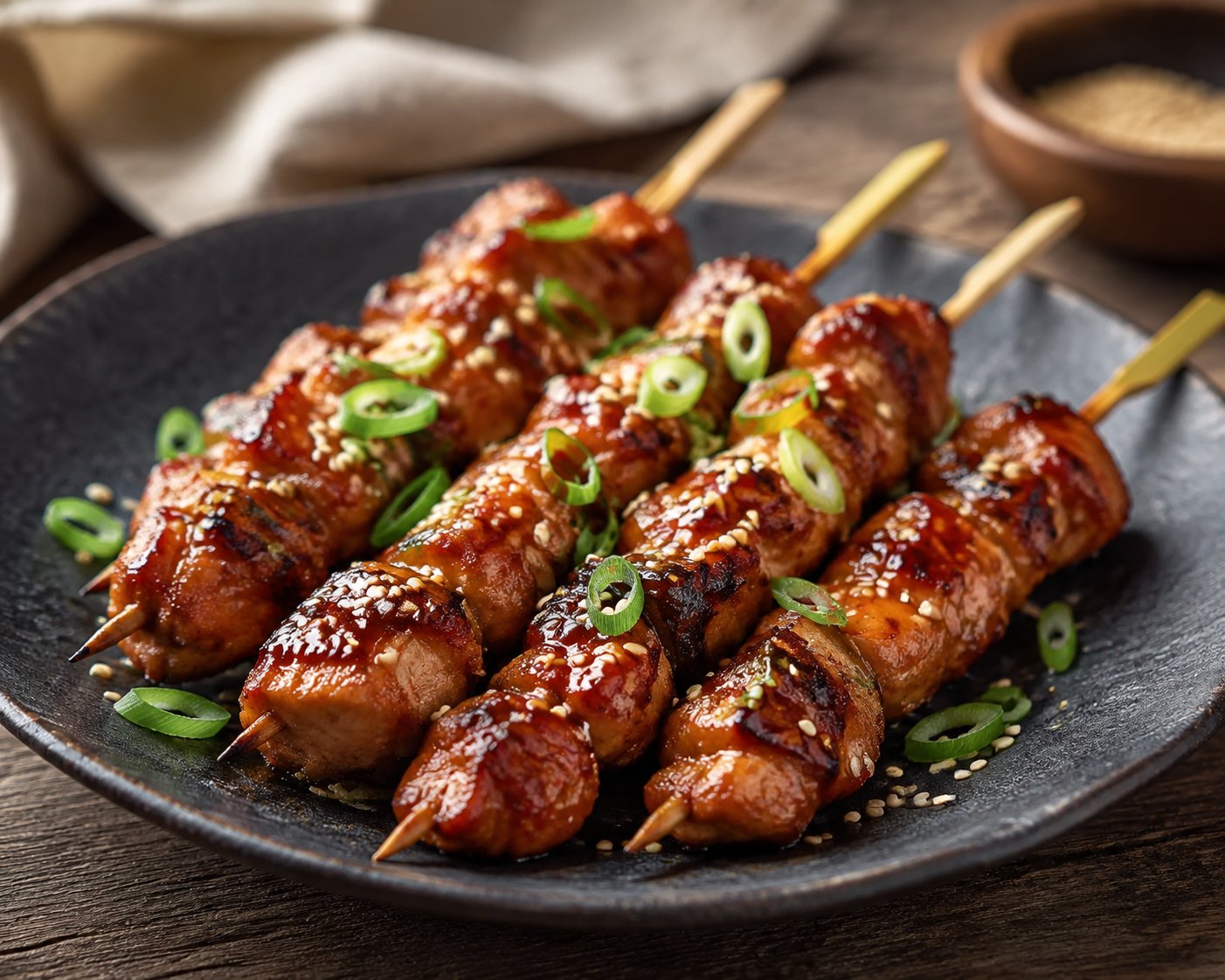 Hähnchen-Teriyaki-Spieße mit Sesam – Rezept mit Kalorien und Nährwerten
