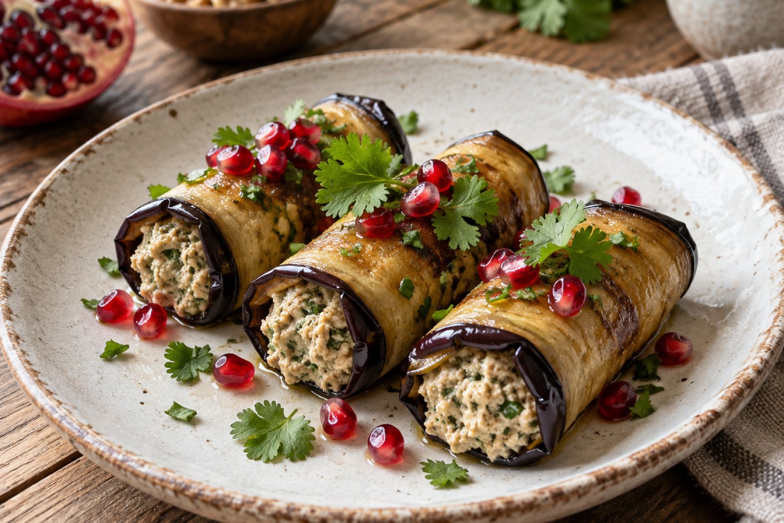 Georgisches Auberginenröllchen mit Walnusspaste – Rezept mit Kalorien und Nährwerten