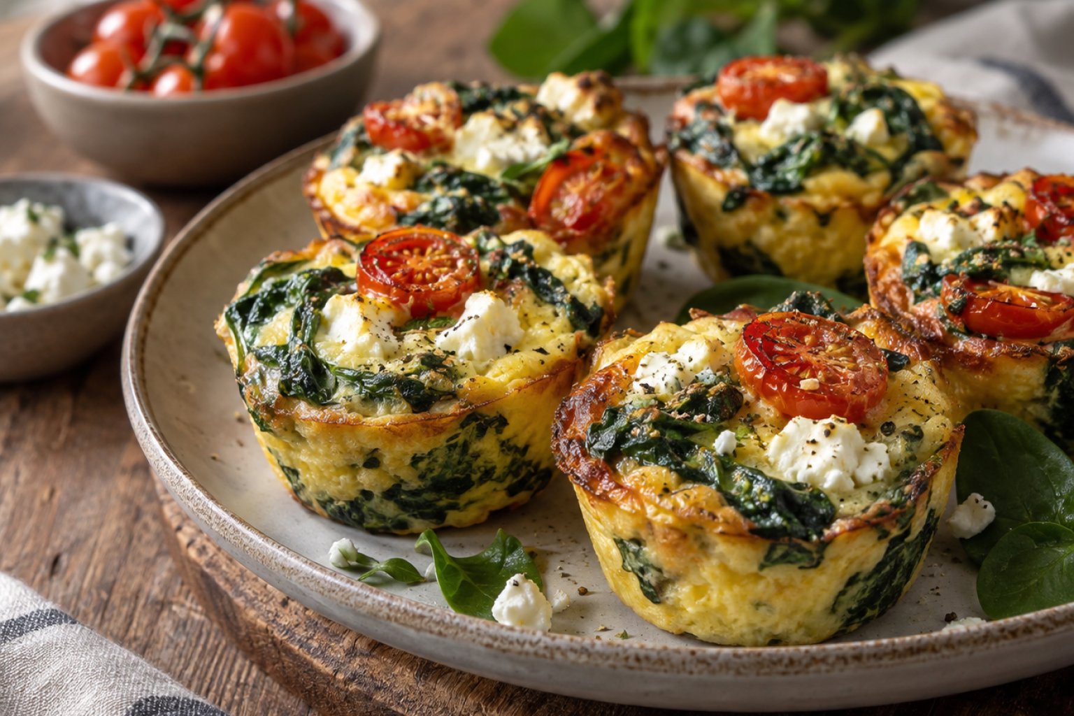 Ei-Muffins mit Spinat und Feta – Rezept mit Kalorien und Nährwerten
