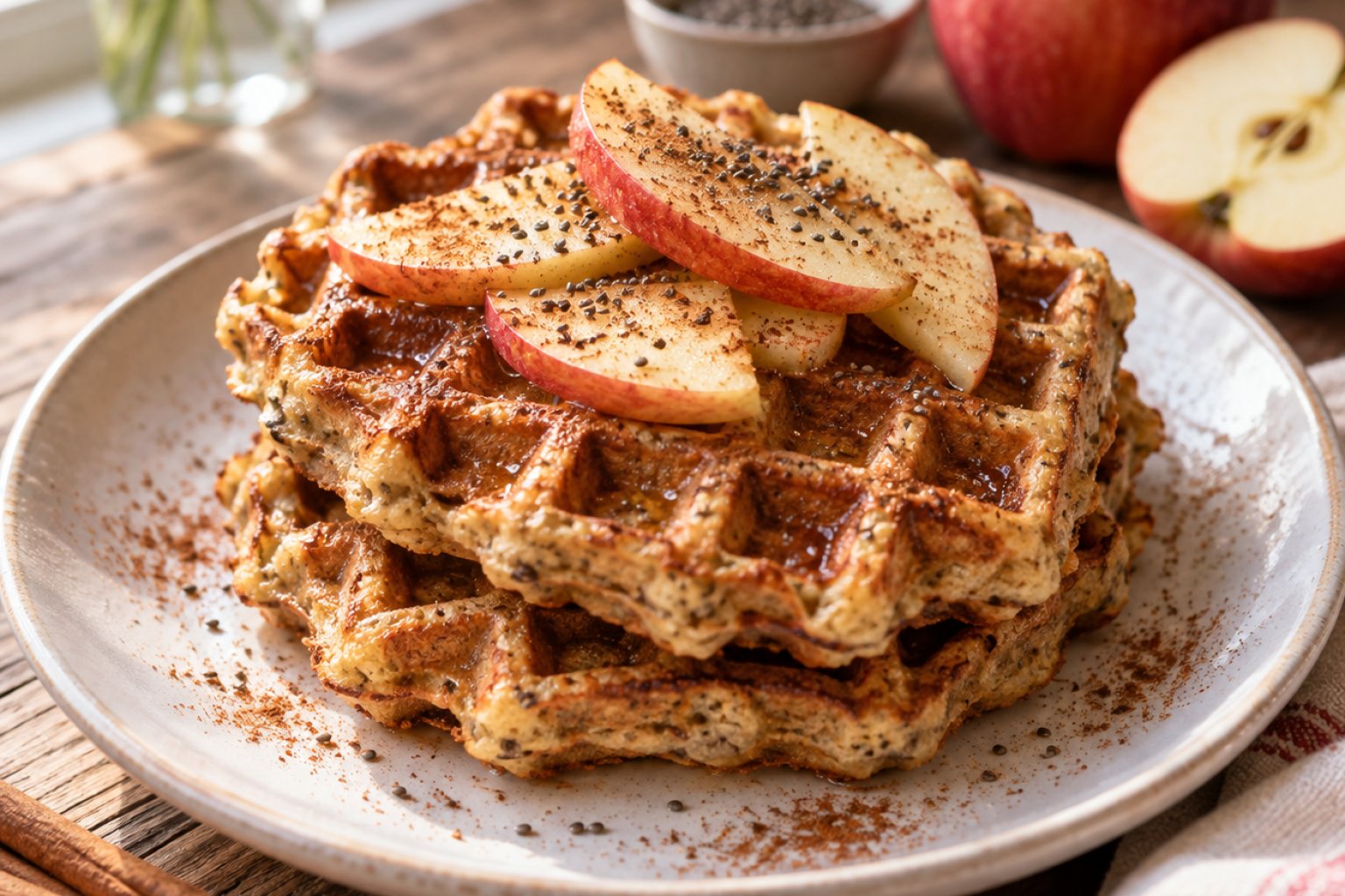 Apfel-Zimt-Chia-Waffeln – Rezept mit Kalorien und Nährwerten