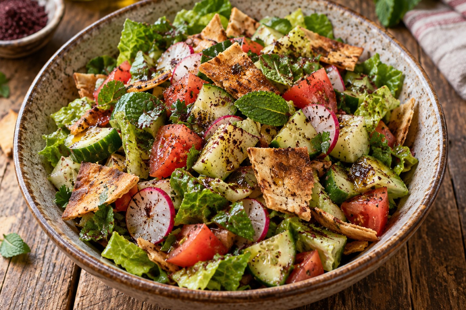 Libanesischer Fattoush-Salat – Rezept mit Kalorien und Nährwerten