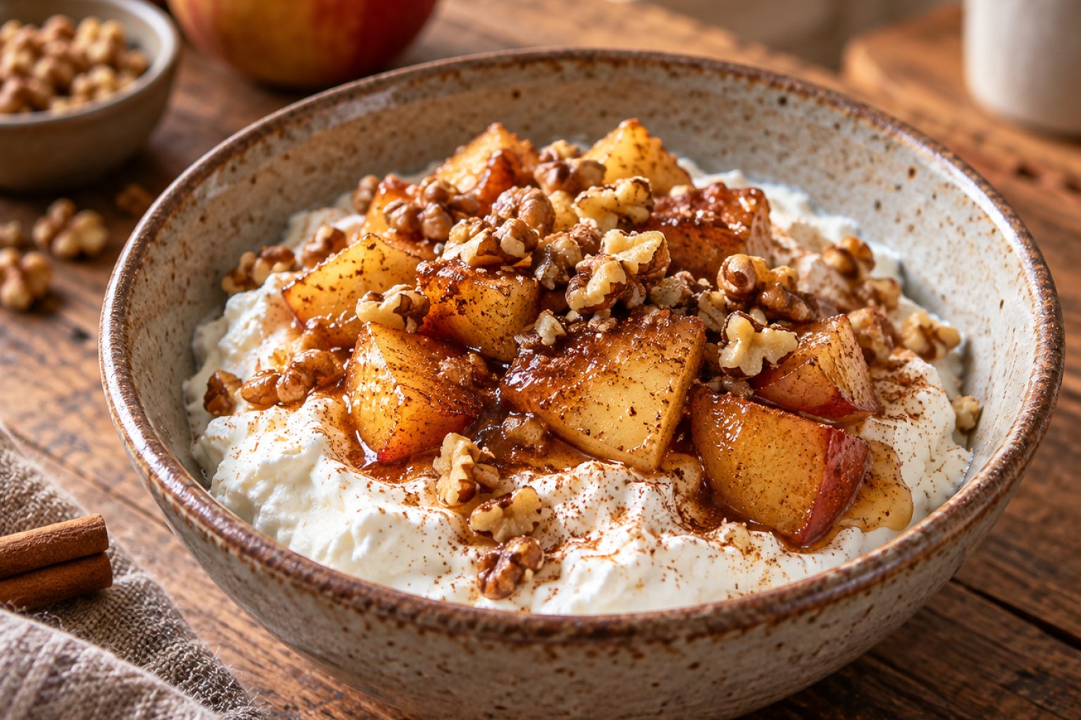 Protein-Quark mit Zimtapfel – Rezept mit Kalorien und Nährwerten
