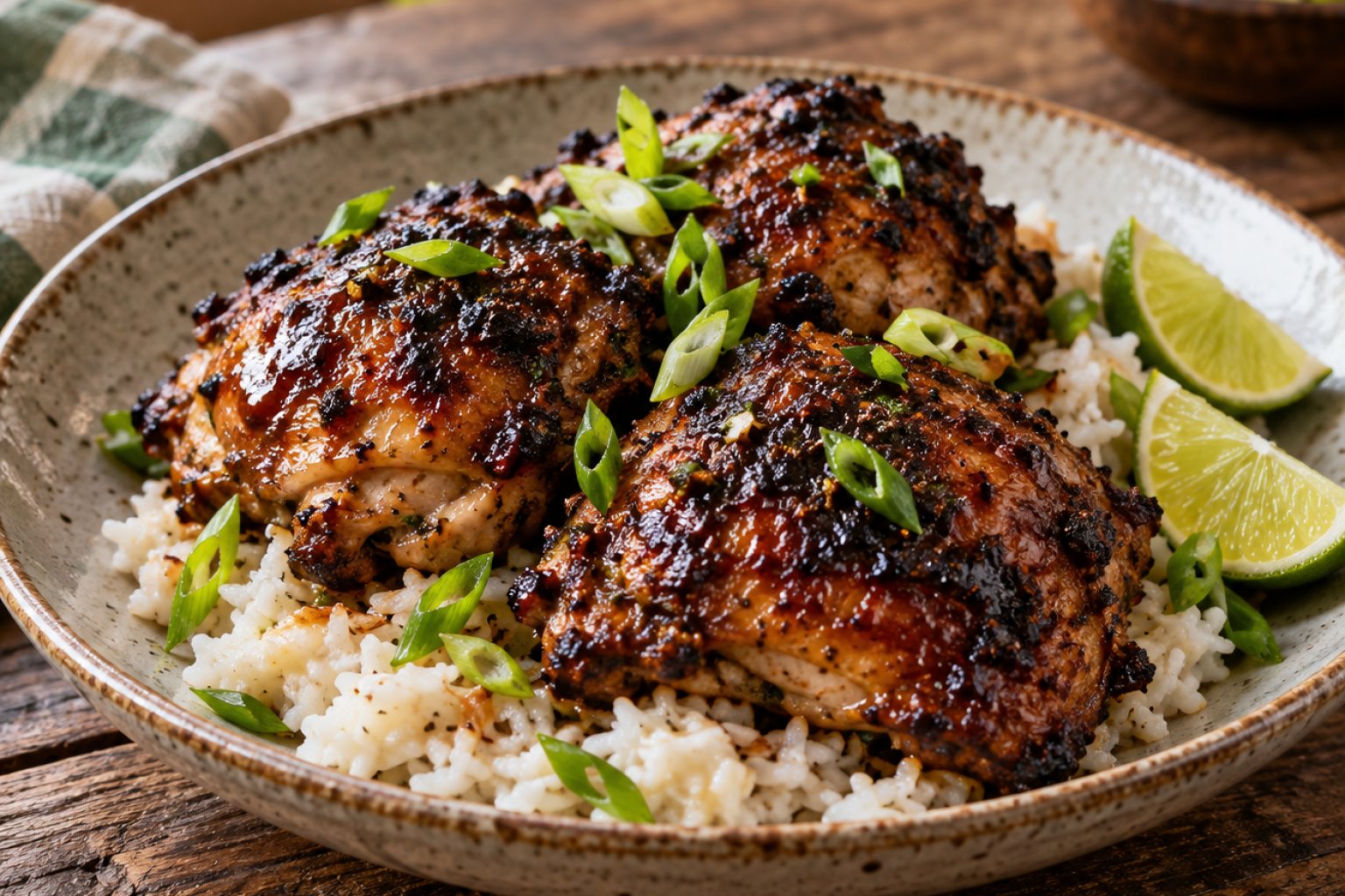 Jamaikanisches Jerk-Hähnchen mit Kokosreis – Rezept mit Kalorien und Nährwerten