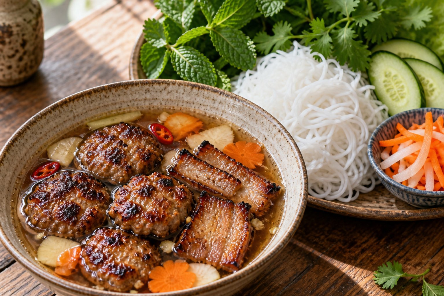 Vietnamesischer Bun Cha mit Schweinefleisch – Rezept mit Kalorien und Nährwerten