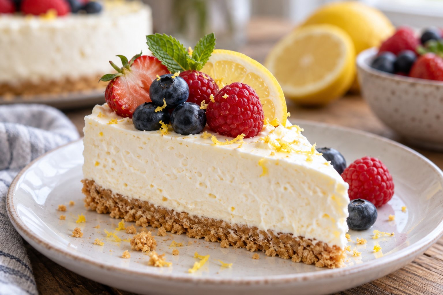Skyr-Zitronen-Cheesecake ohne Backen – Rezept mit Kalorien und Nährwerten