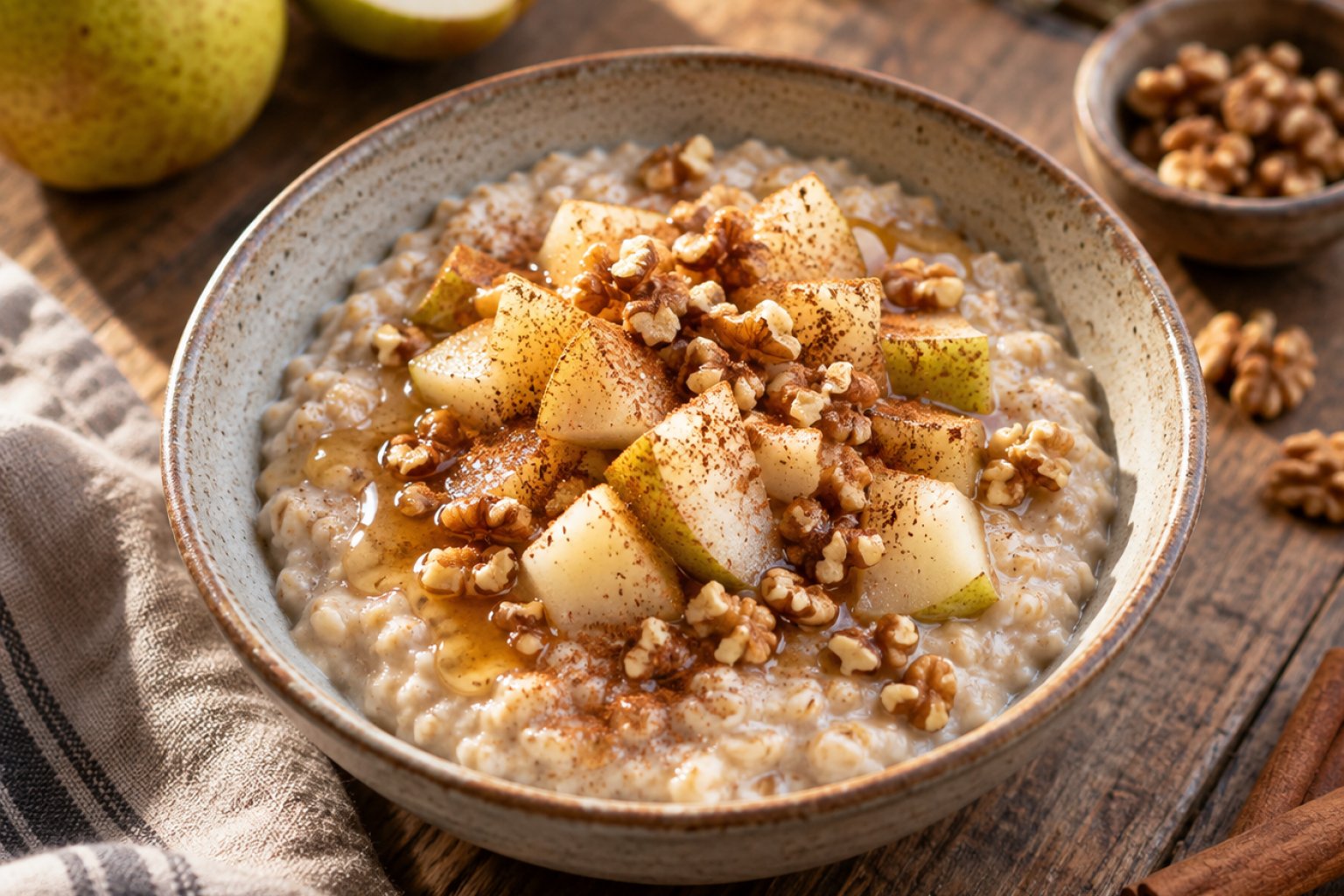 Birnen-Walnuss-Porridge mit Zimt