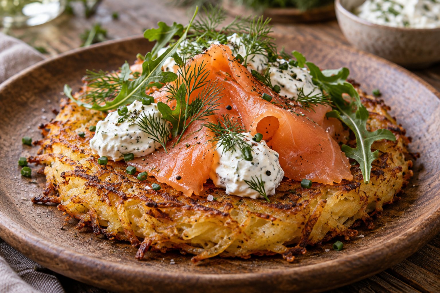 Ofenrösti mit Räucherlachs und Kräuterquark