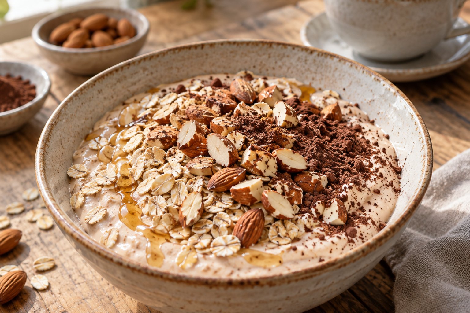 Cappuccino-Quark-Bowl mit Haferflocken