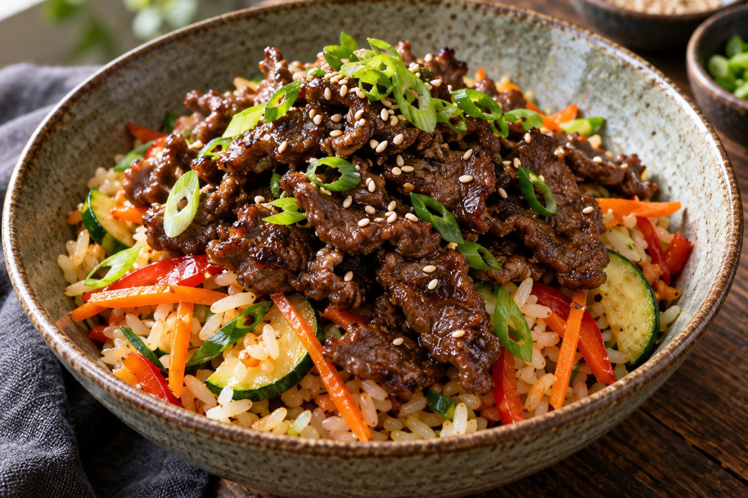 Rindfleisch-Bulgogi mit Gemüsereis