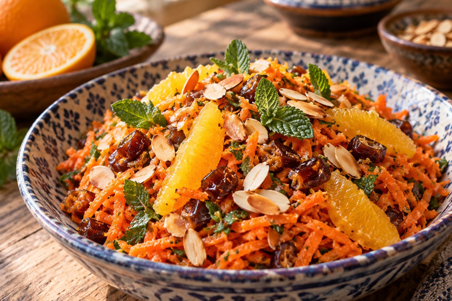 Marokkanischer Datteln-Möhren-Salat mit Orangenblütenwasser