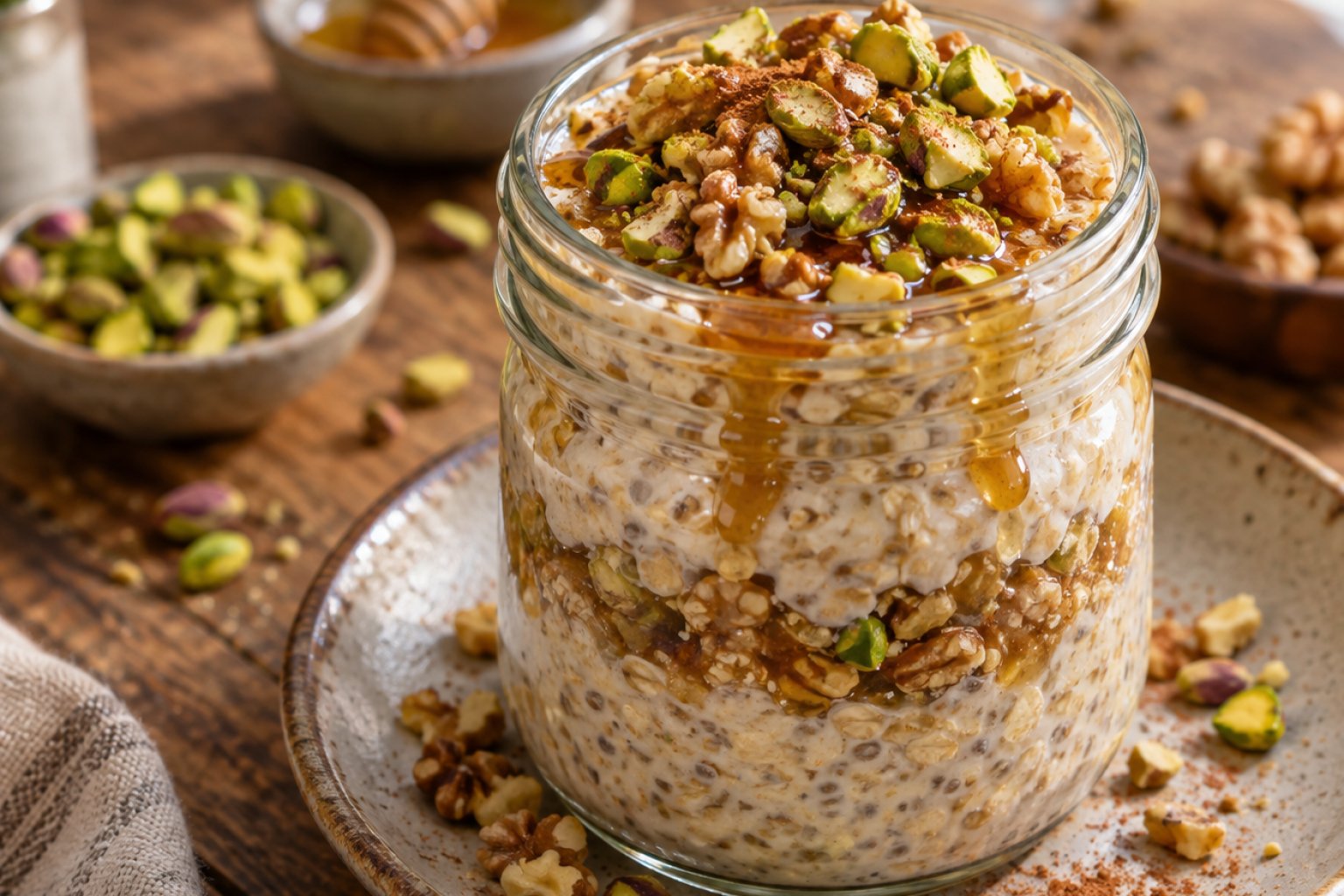 Baklava-Overnight-Oats mit Pistazien – Rezept mit Kalorien und Nährwerten