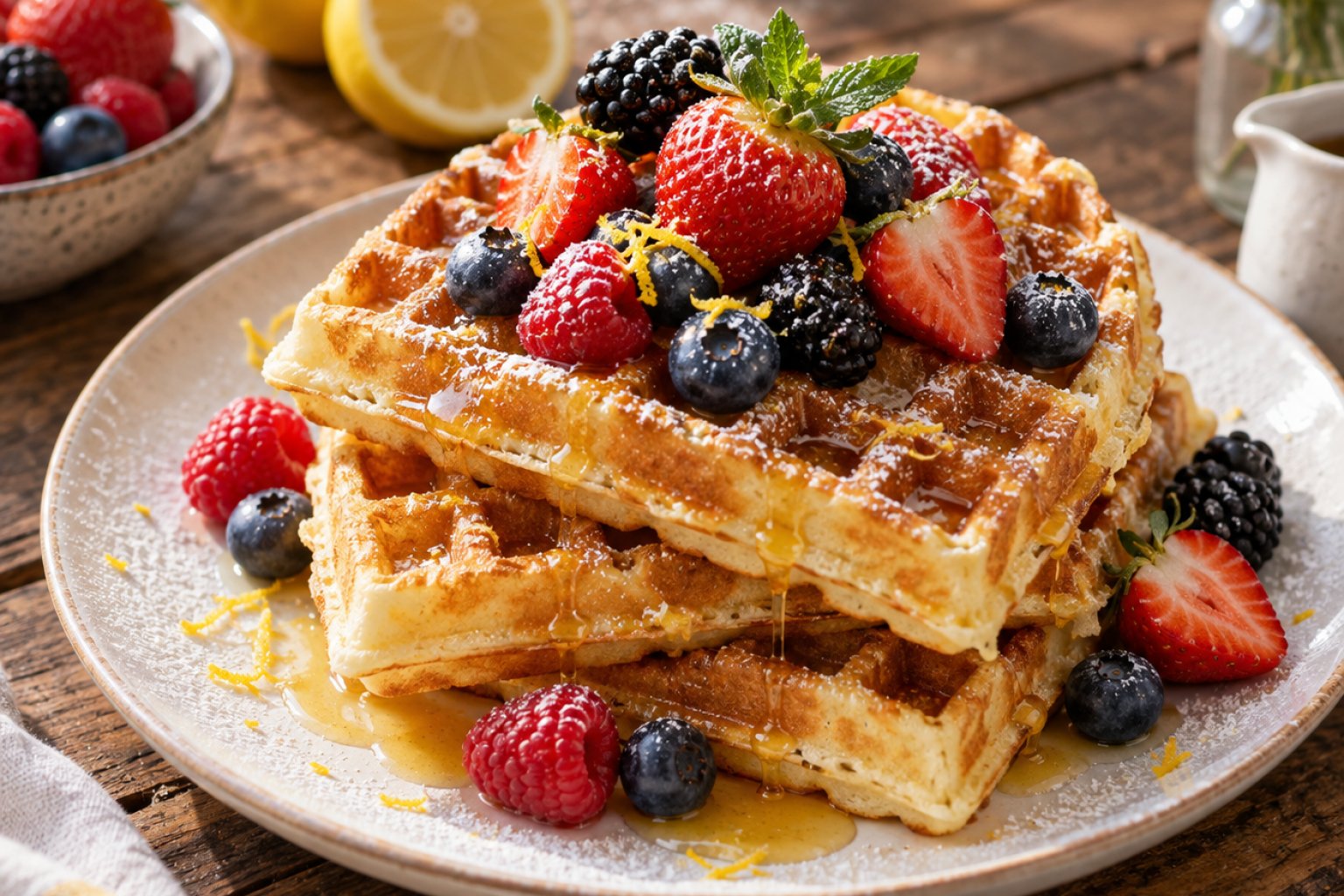 Skyr-Zitronen-Waffeln mit Beeren