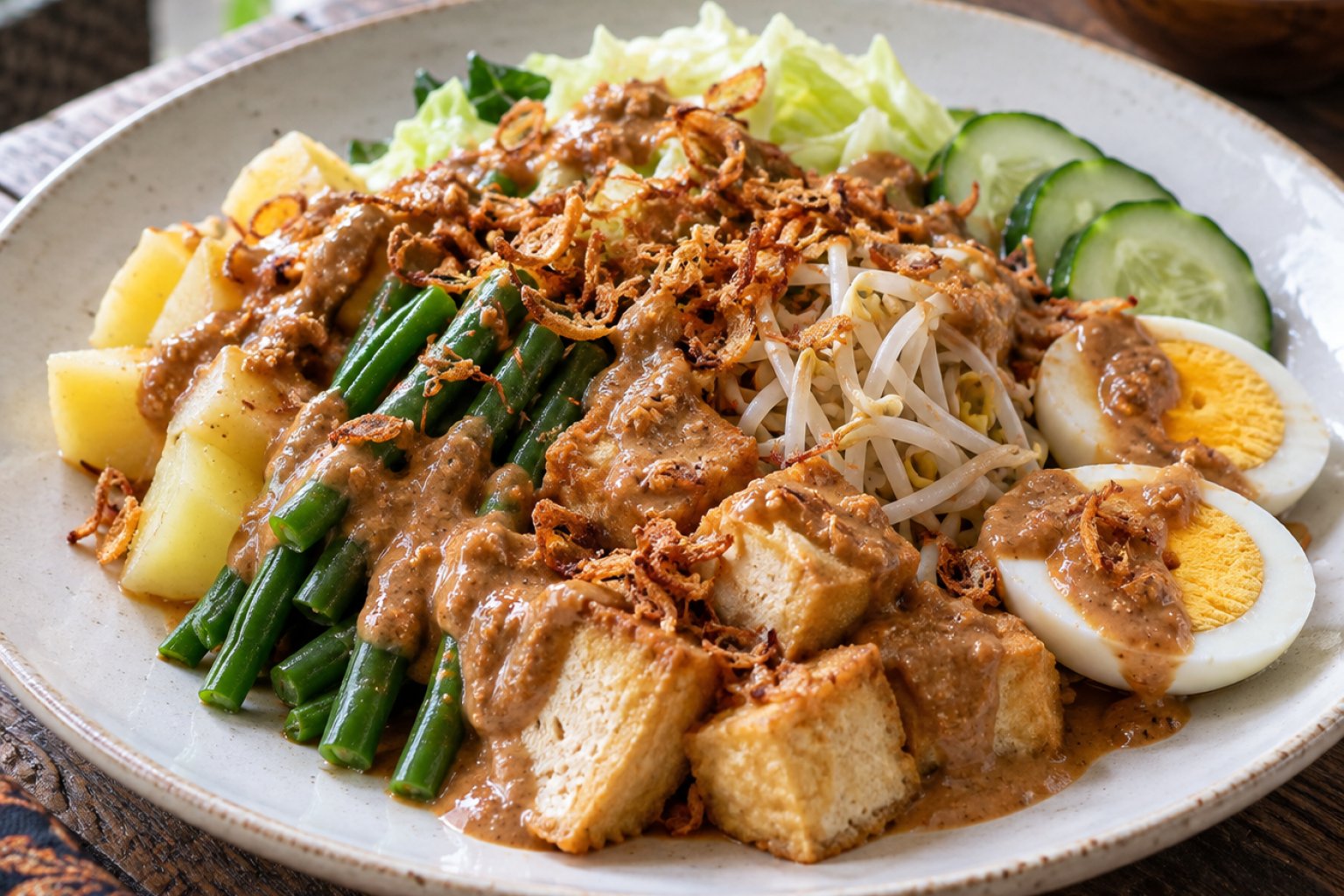 Indonesisches Gado-Gado mit Erdnusssauce