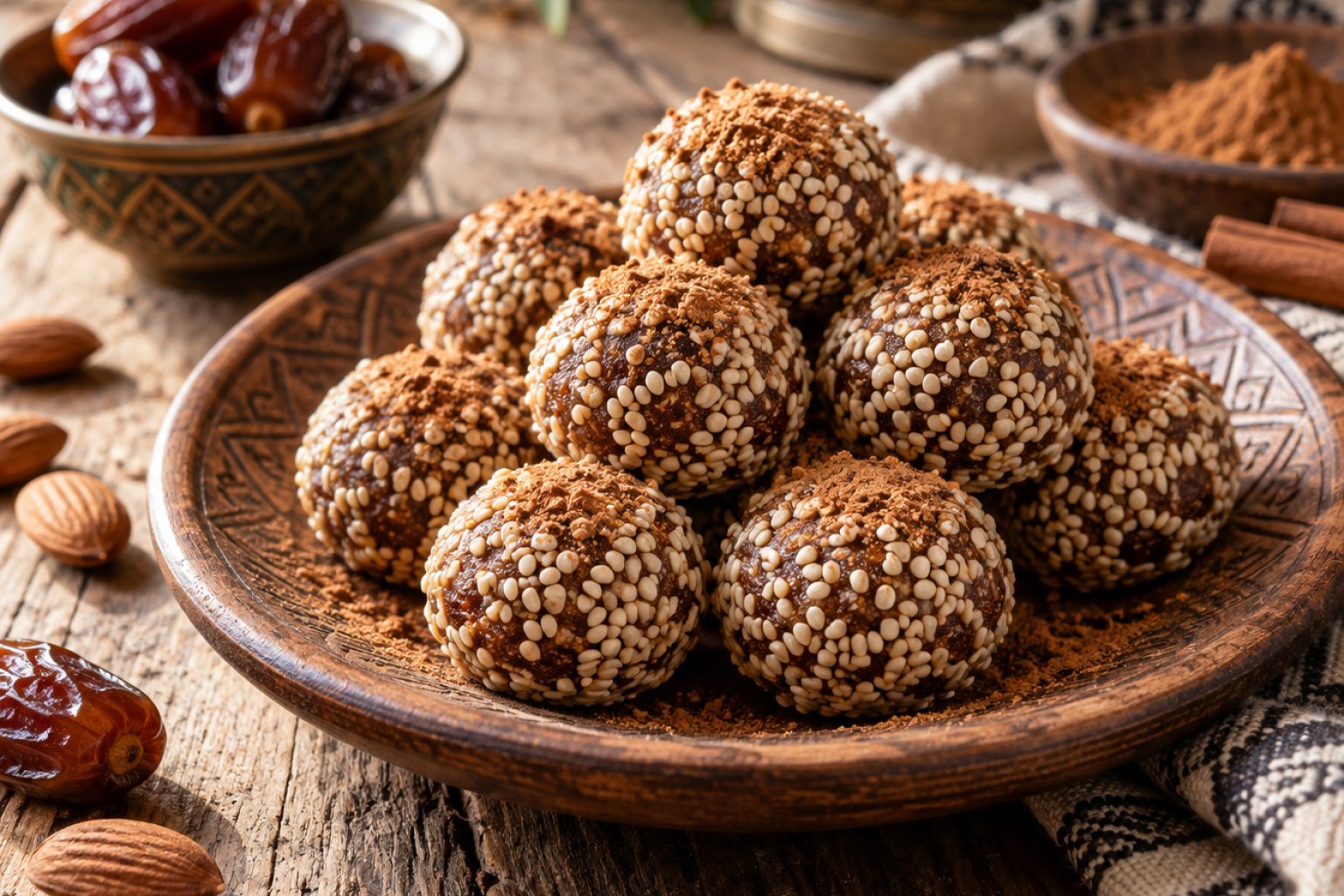 Marokkanischer Mandel-Datteln-Snack mit Zimt