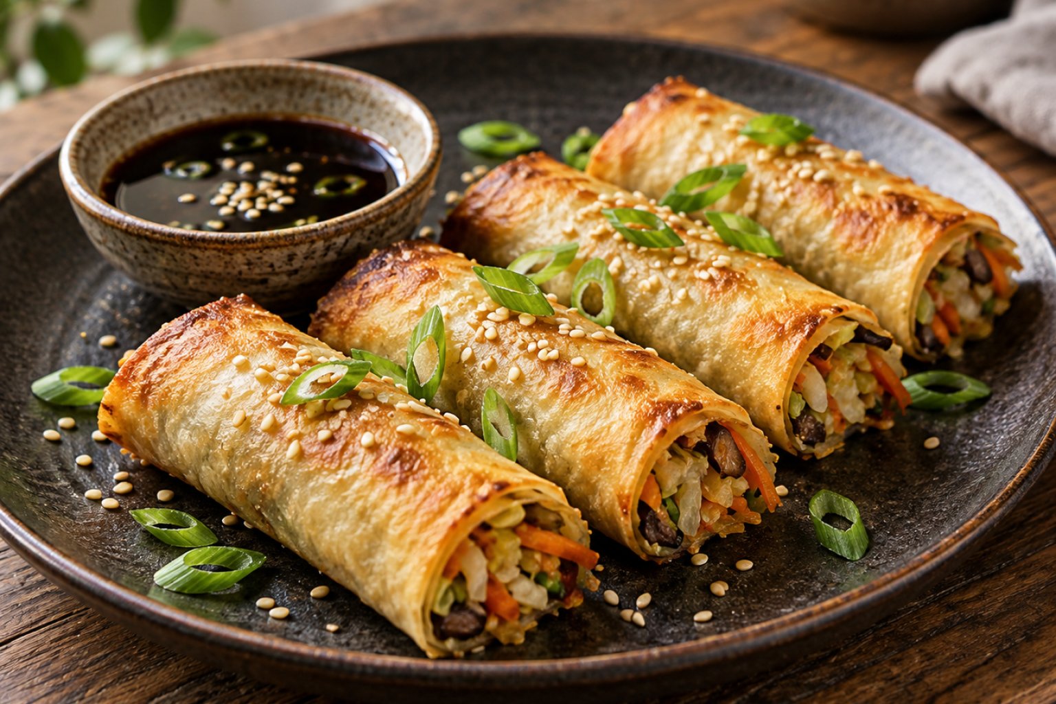 Chinesische Frühlingsrollen mit Gemüse aus dem Ofen – Rezept mit Kalorien und Nährwerten