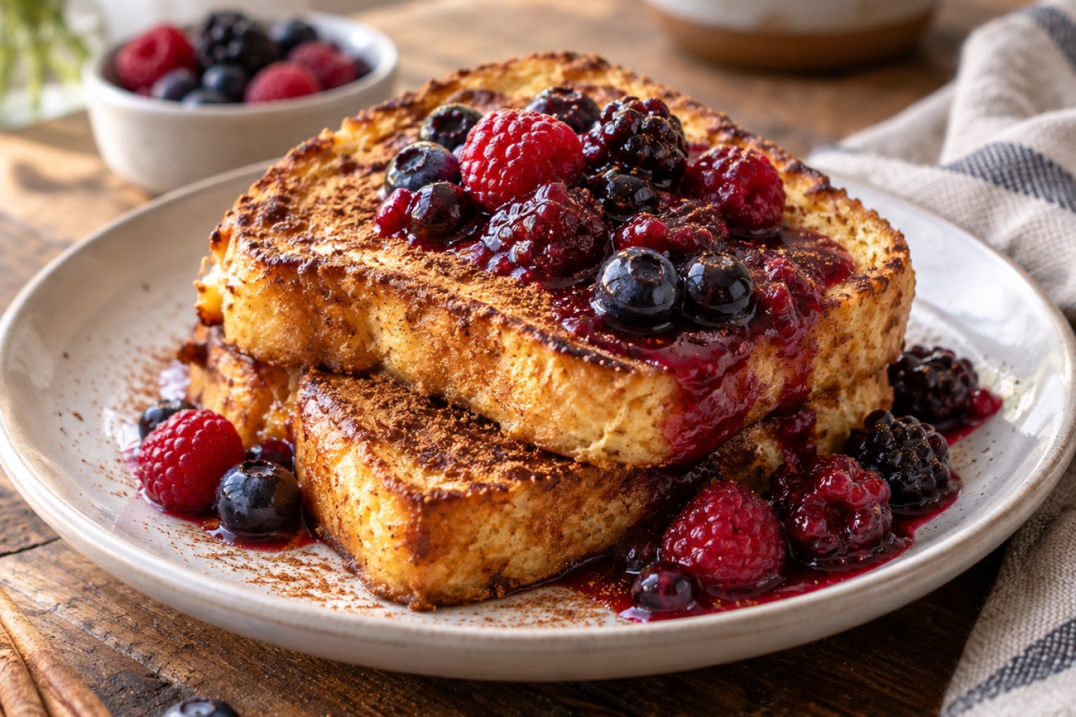 Protein-French-Toast mit Beerenkompott