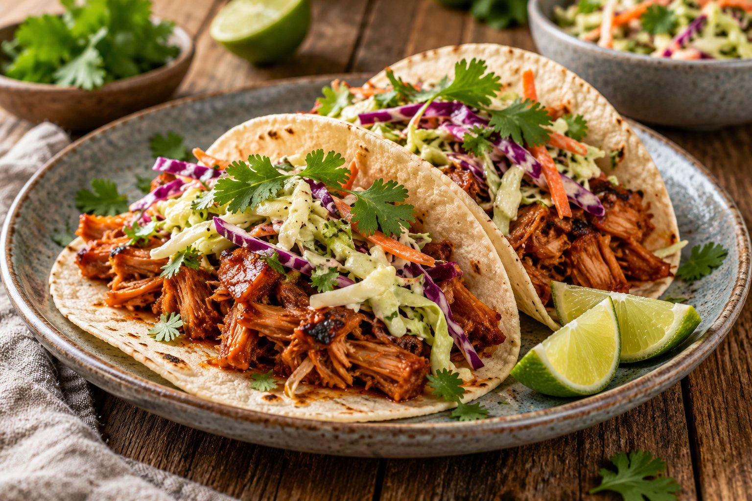 Vegane Jackfruit-Tacos mit Limetten-Krautsalat