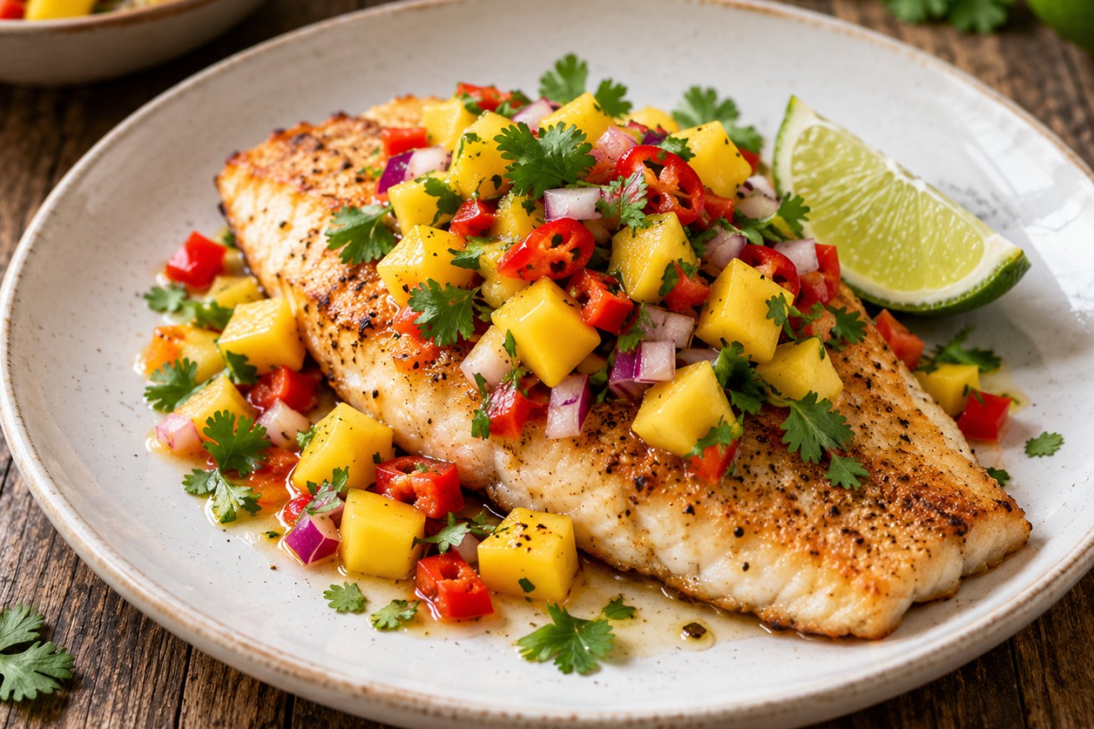 Gebratener Pangasius mit Mango-Salsa