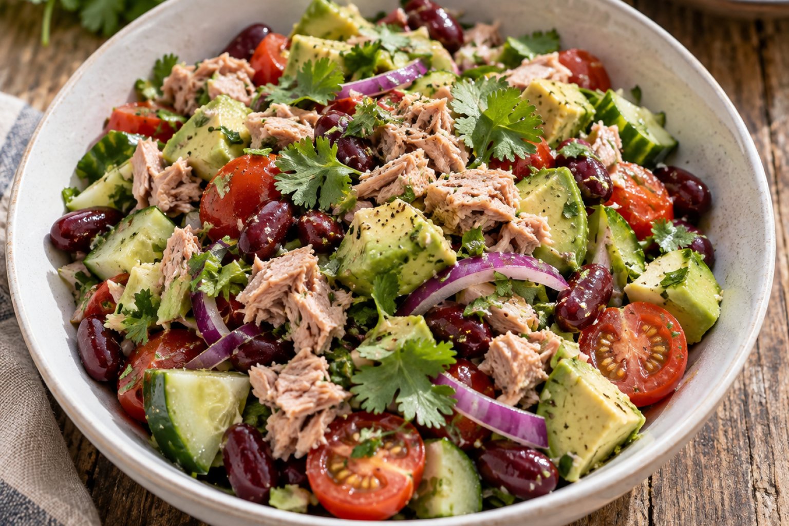 Thunfisch-Avocado-Salat mit Kidneybohnen