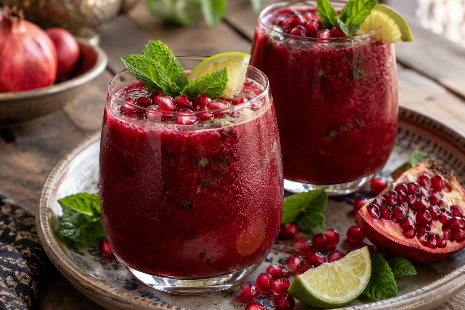 Marokkanischer Pfefferminztee-Granatapfel-Smoothie