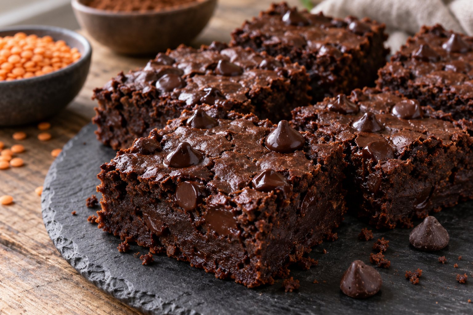 Vegane Rote-Linsen-Brownies mit Kakao – Rezept mit Kalorien und Nährwerten