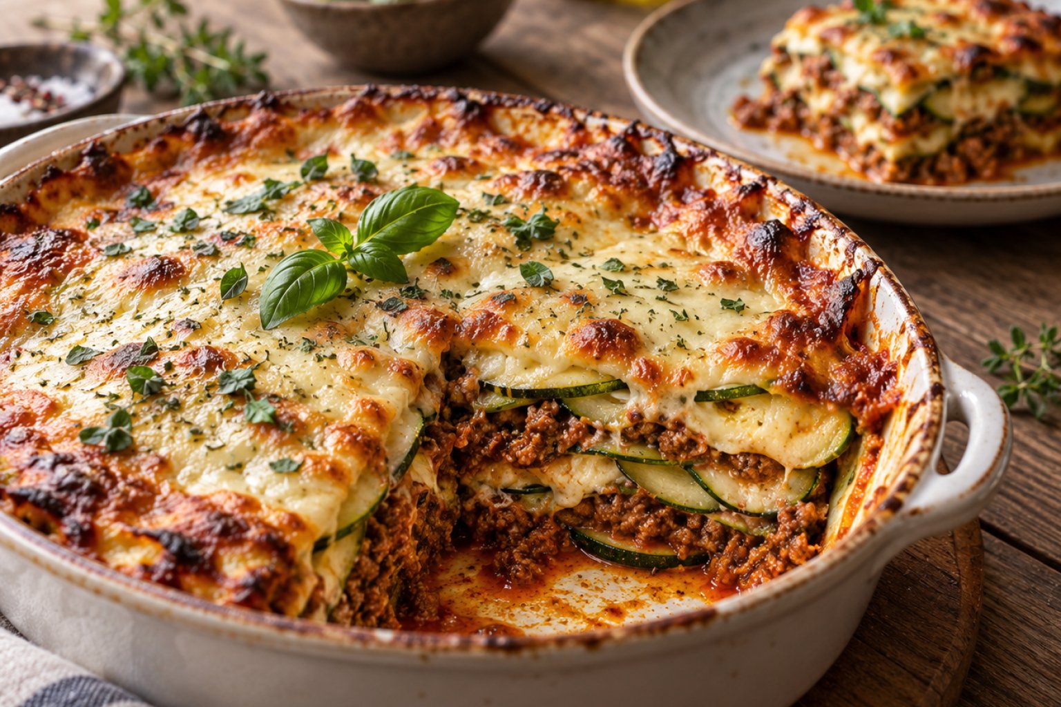 Low-Carb-Zucchini-Lasagne mit Hackfleisch – Rezept mit Kalorien und Nährwerten
