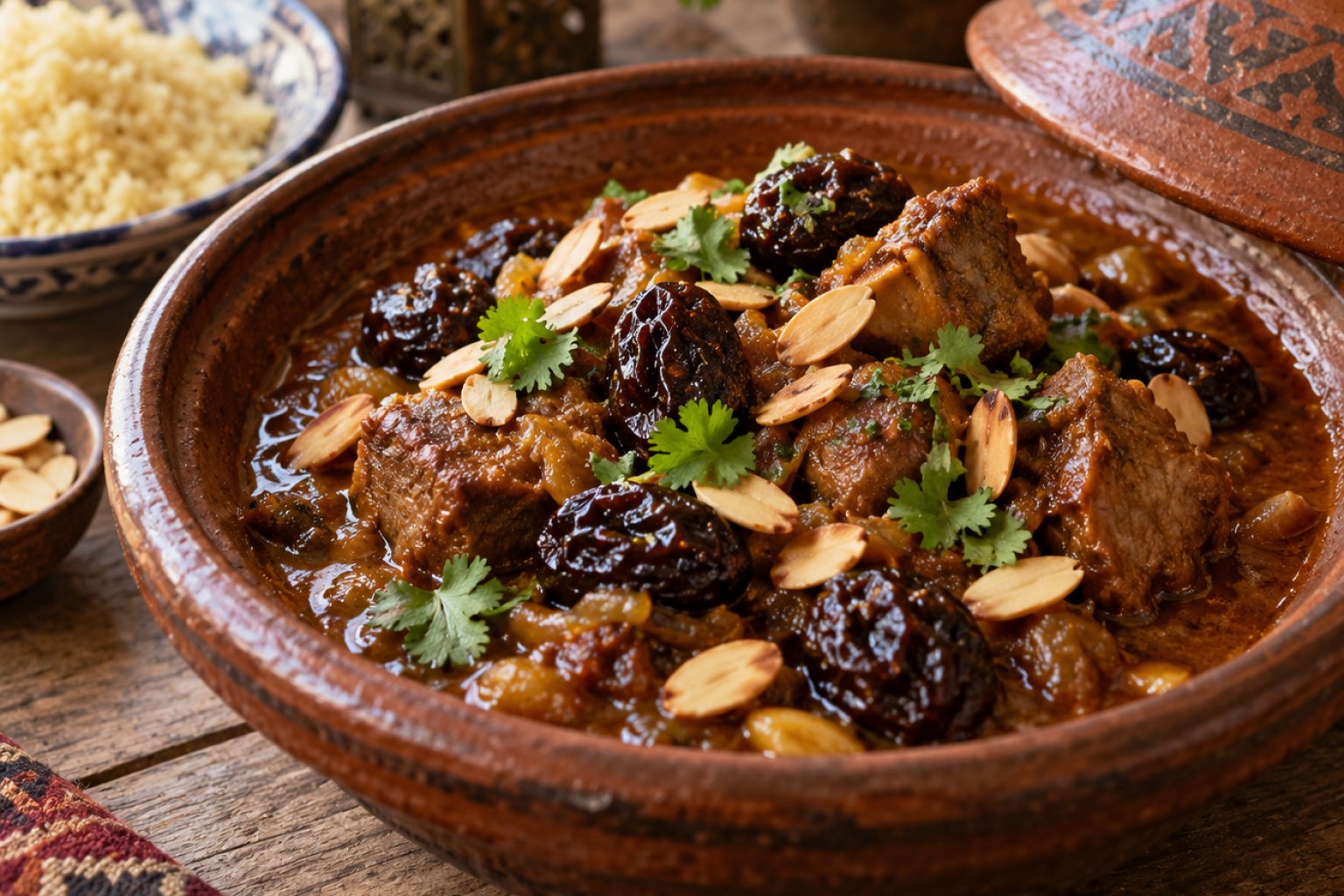 Marokkanischer Lammeintopf mit Pflaumen und Mandeln – Rezept mit Kalorien und Nährwerten