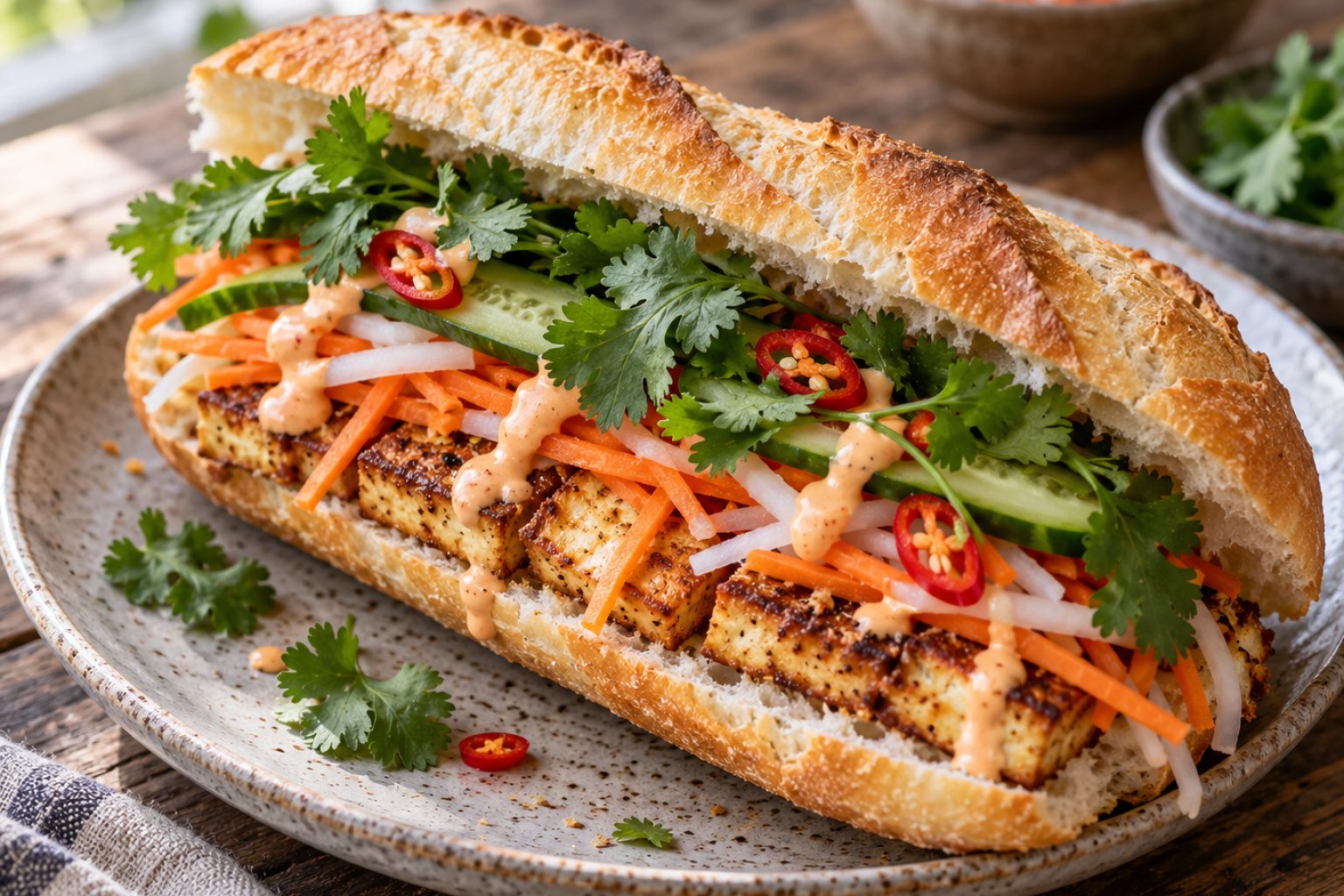 Vietnamesisches Bánh Mì mit Tofu