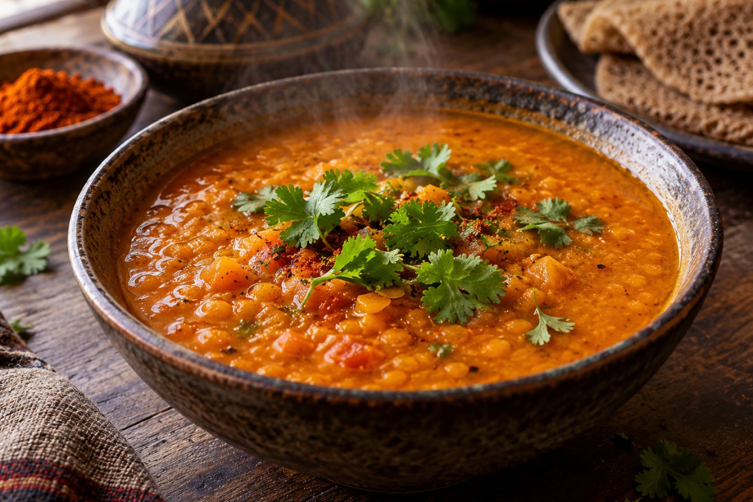 Äthiopische Rote-Linsen-Suppe mit Berbere