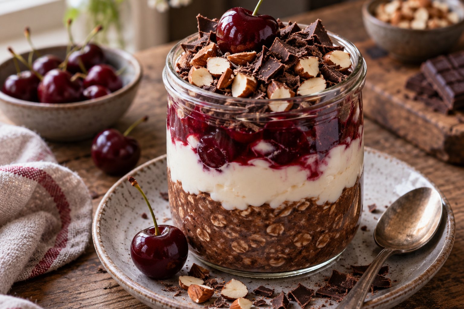 Schwarzwälder-Kirsch-Overnight-Oats – Rezept mit Kalorien und Nährwerten