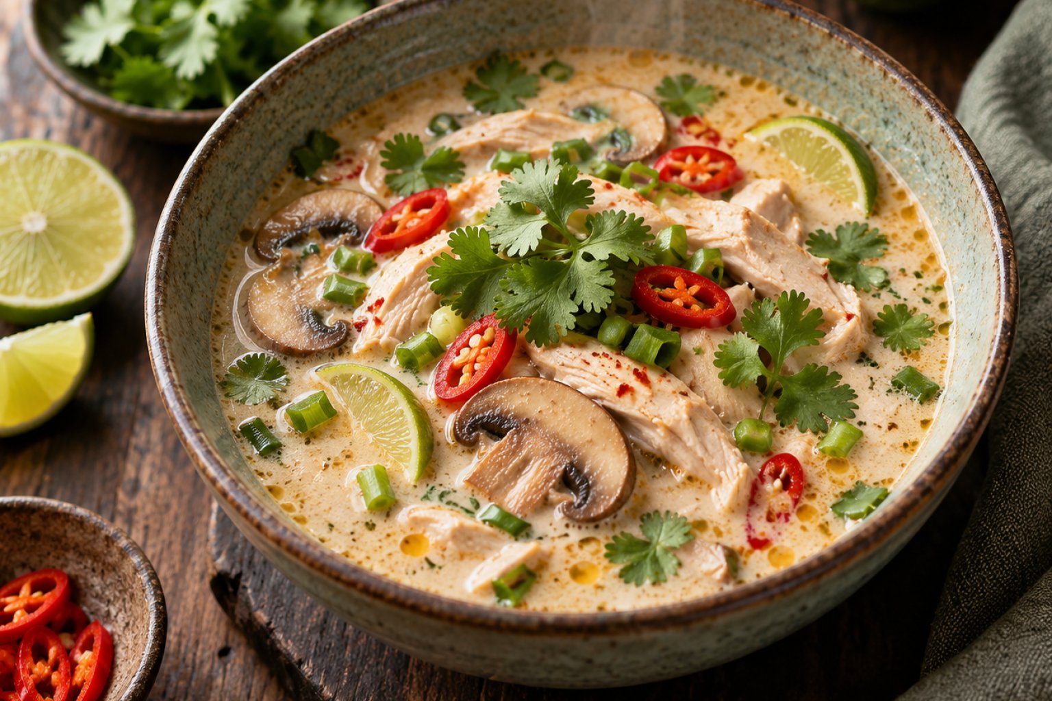Kokos-Limetten-Hühnchensuppe