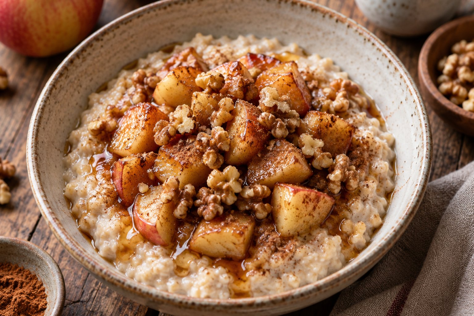Apfel-Walnuss-Porridge mit Ahornsirup