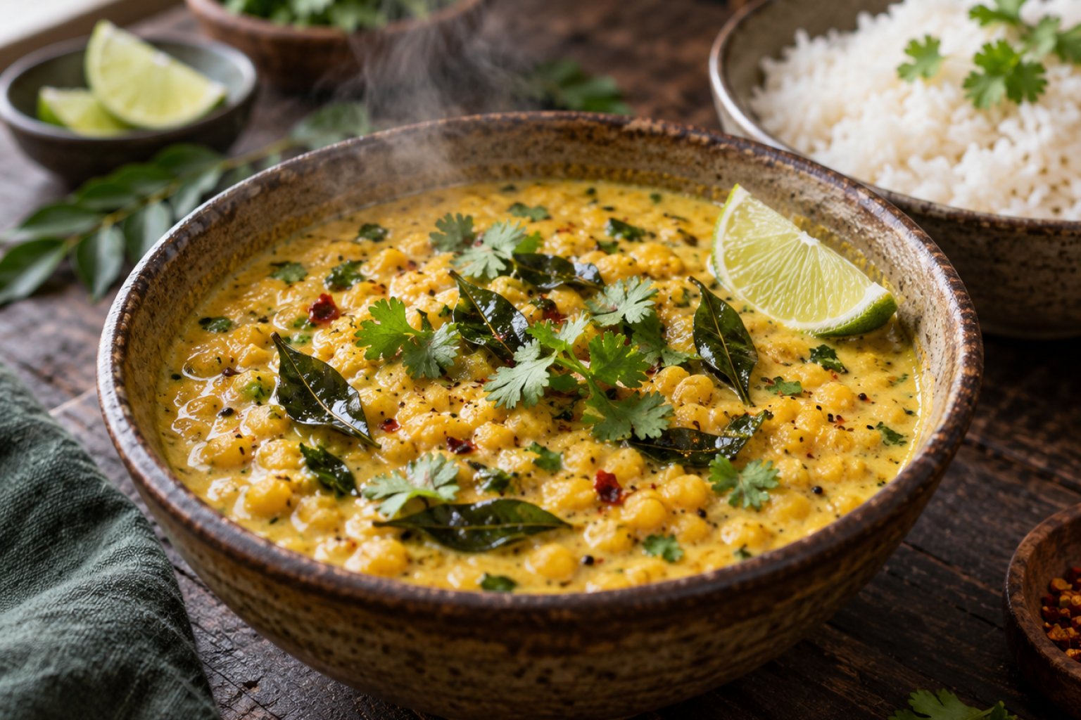Sri-Lankisches Kokos-Linsen-Curry mit Currylaub – Rezept mit Kalorien und Nährwerten