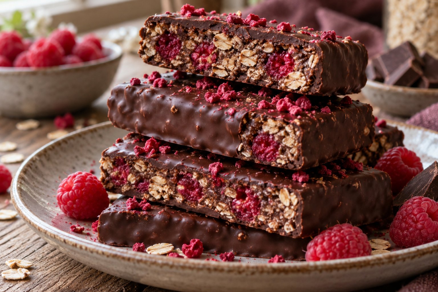 Schoko-Himbeer-Proteinriegel ohne Backen