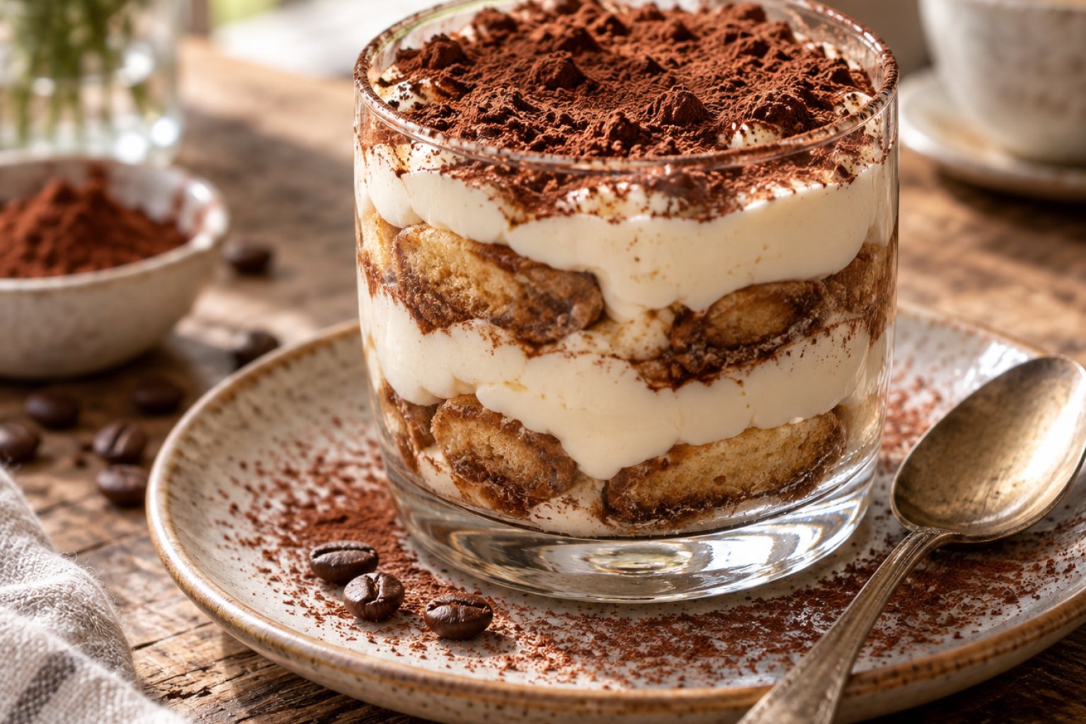 Protein-Tiramisu-Becher mit Quark und Kaffee
